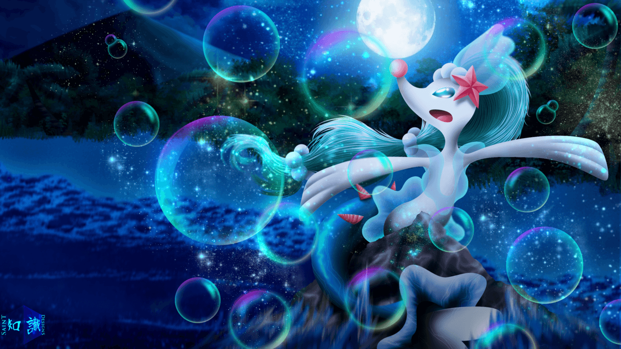 pokemon primarina illustration wallpapers sea”的图片搜索结果