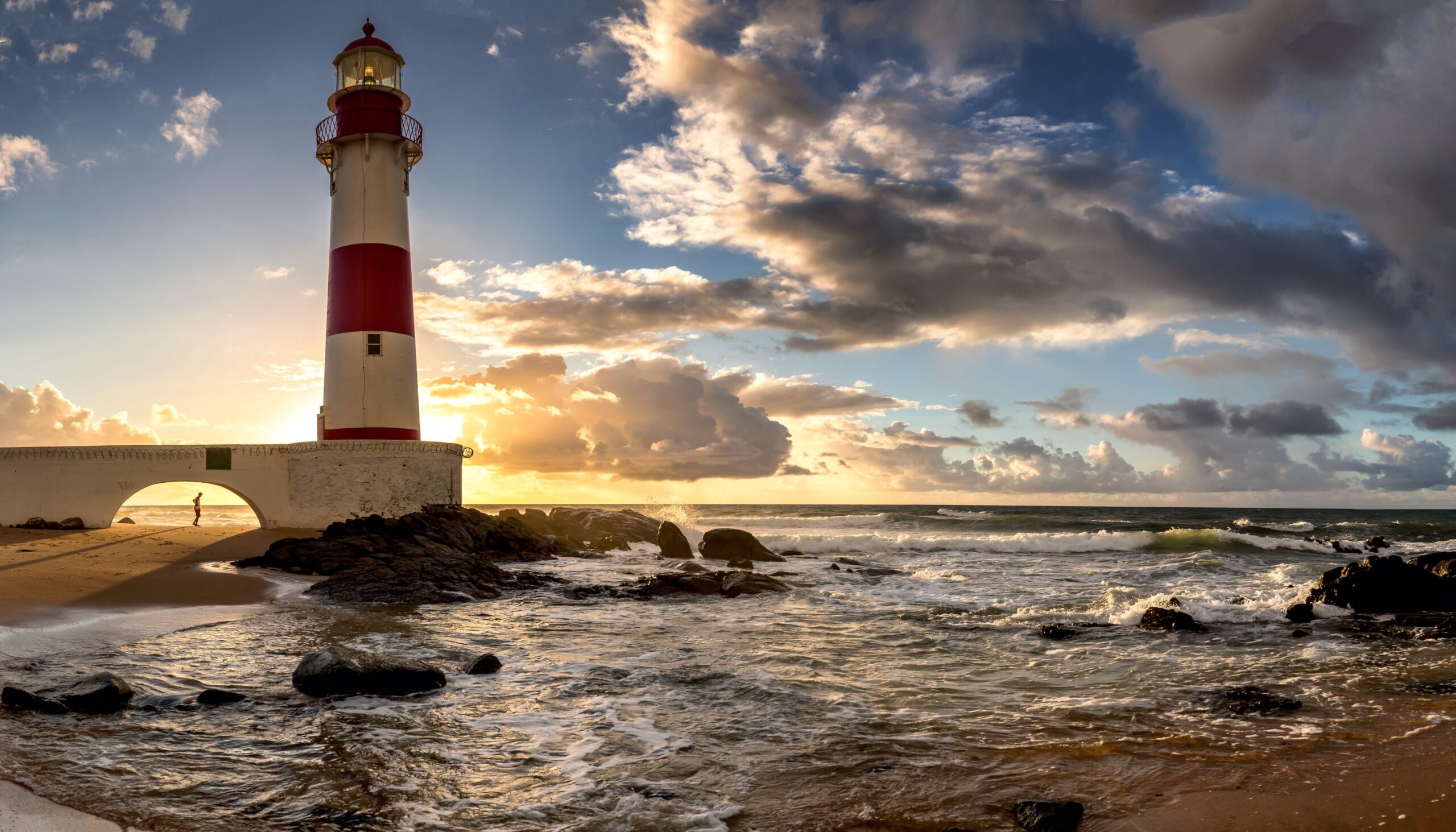 Scenery Brazil Lighthouses Sky Ocean Clouds Salvador Bahia Nature