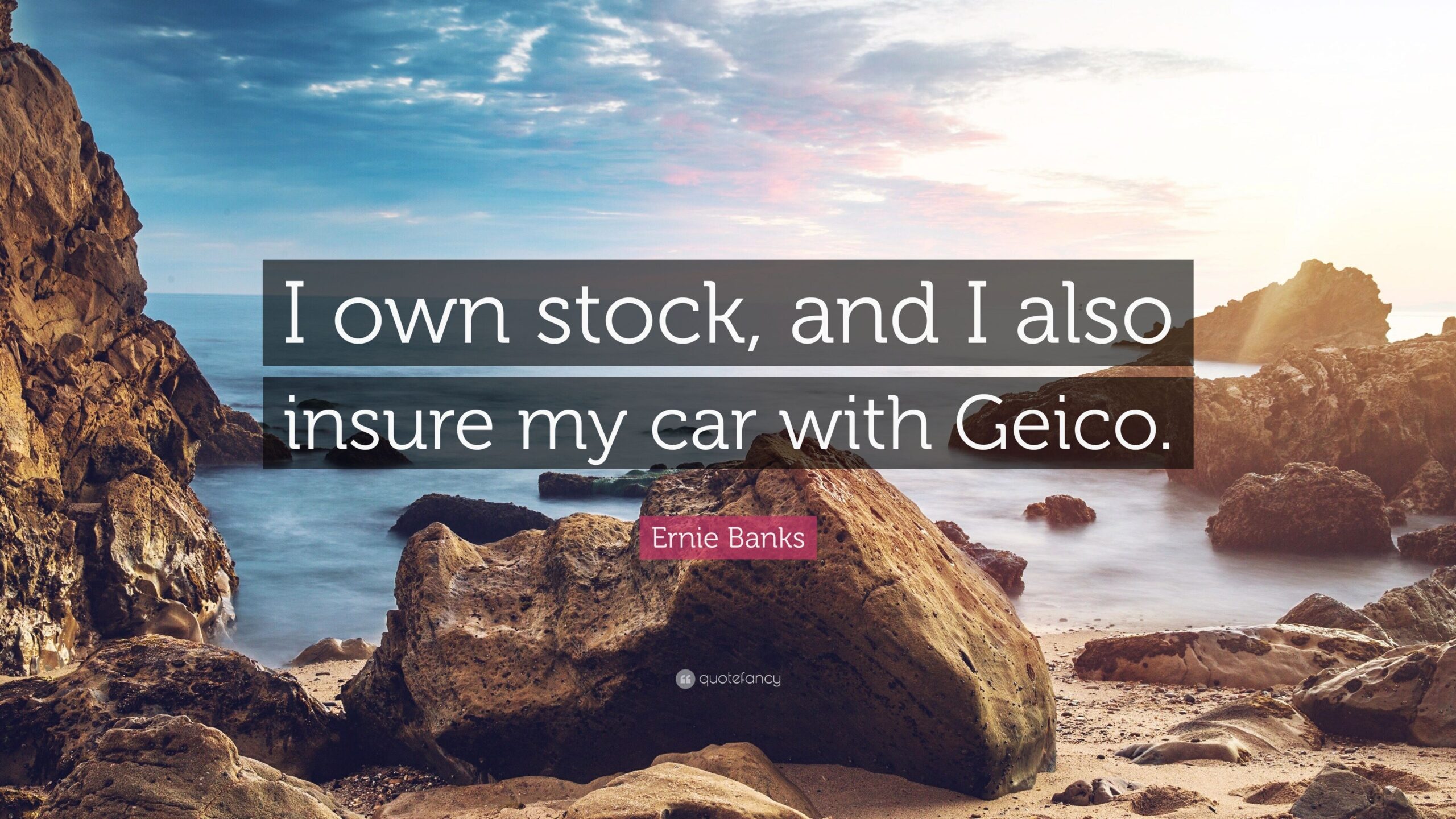 Ernie Banks Quote: “I own stock, and I also insure my car with Geico