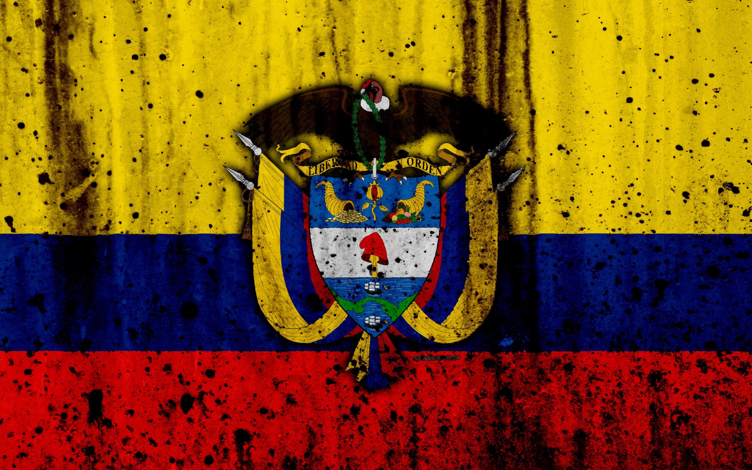 Download wallpapers Colombian flag, 4k, grunge, flag of Colombia