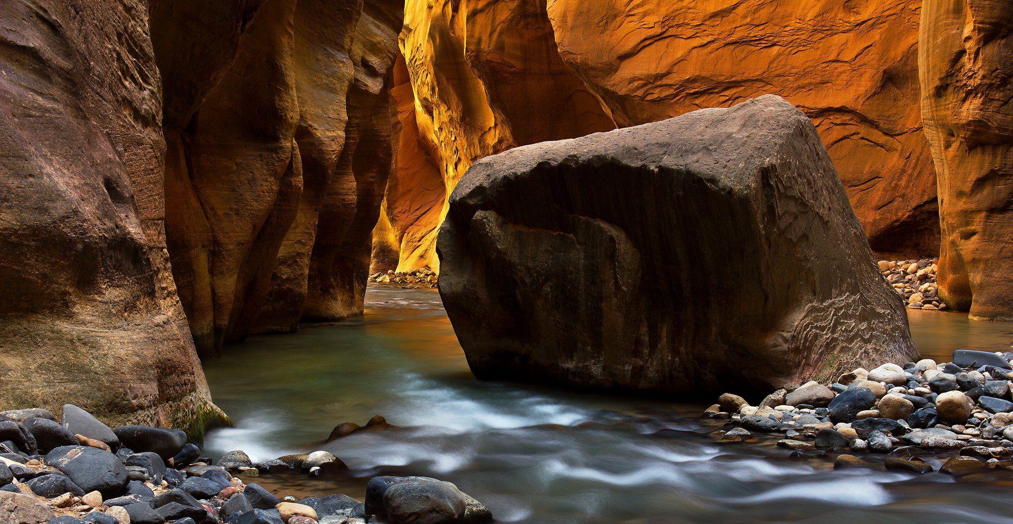 Zion National Park river stream rocks wallpapers