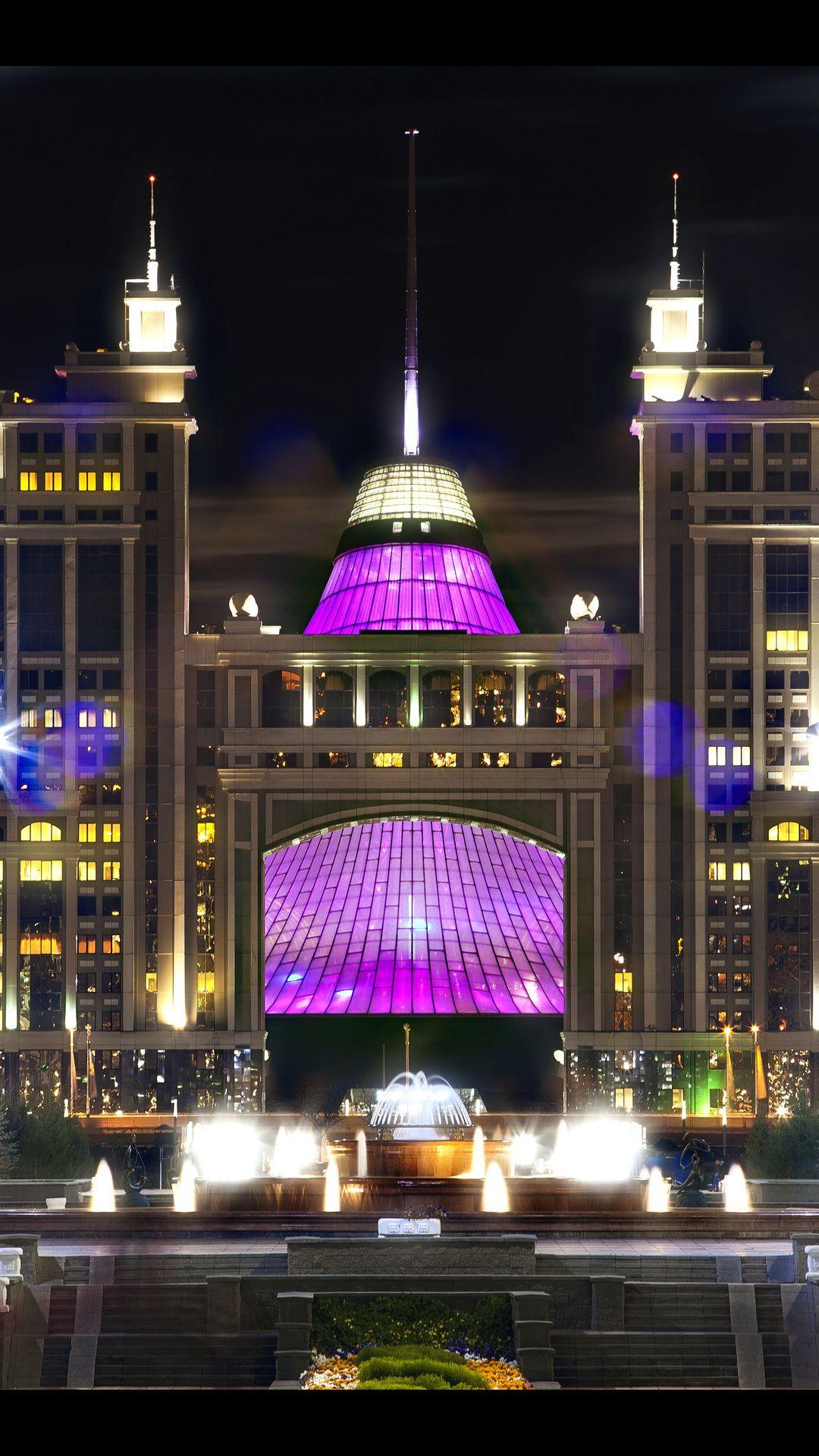 astana, kazakhstan, astana, lights, evening, khan