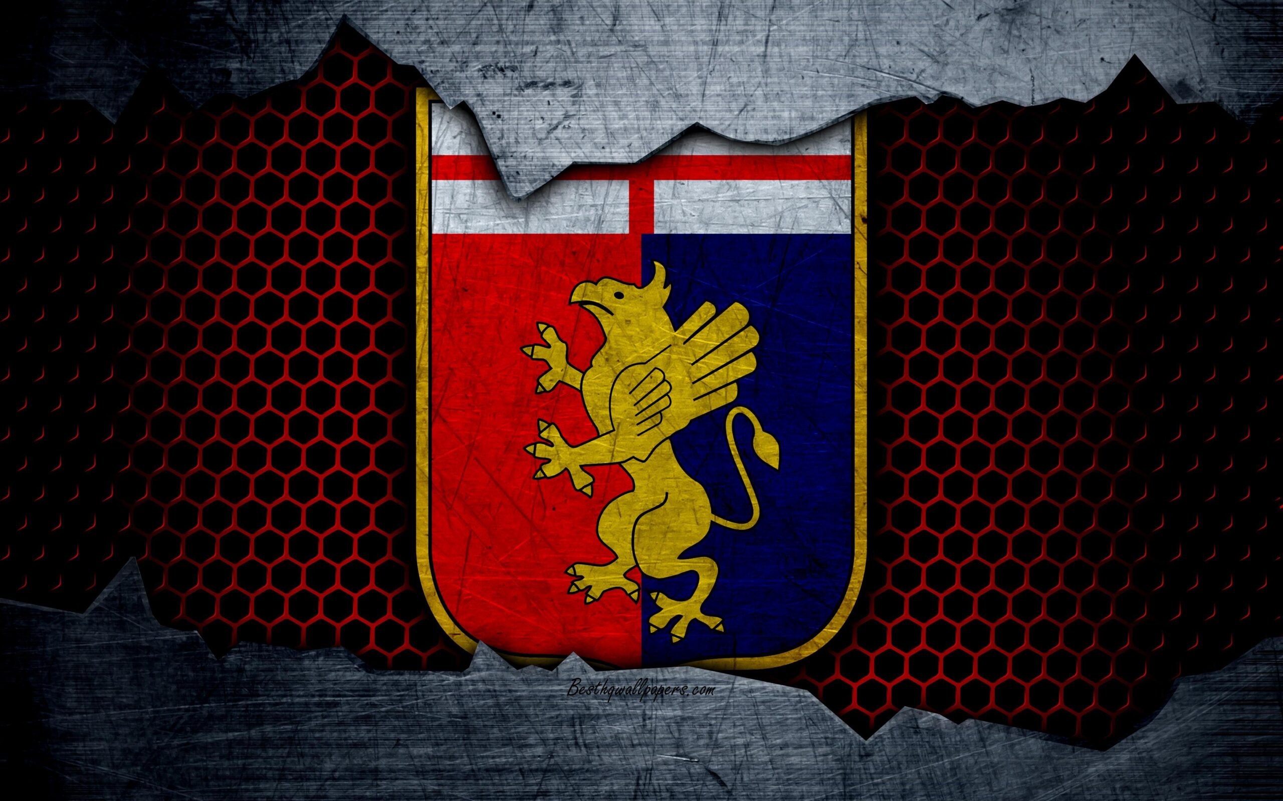 Download wallpapers Genoa, 4k, art, Serie A, soccer, logo, football