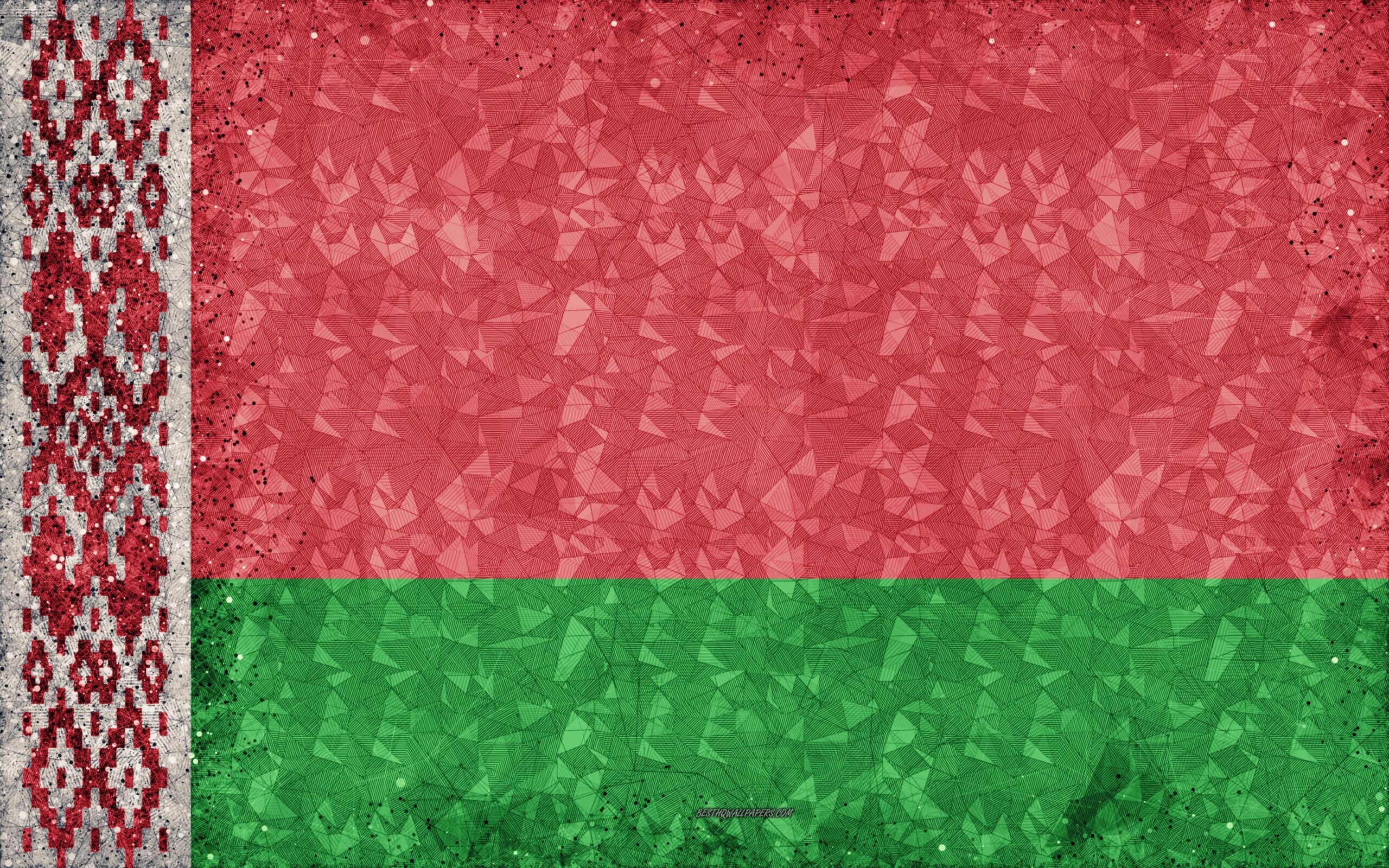 Download wallpapers Flag of Belarus, 4k, geometric art, abstraction