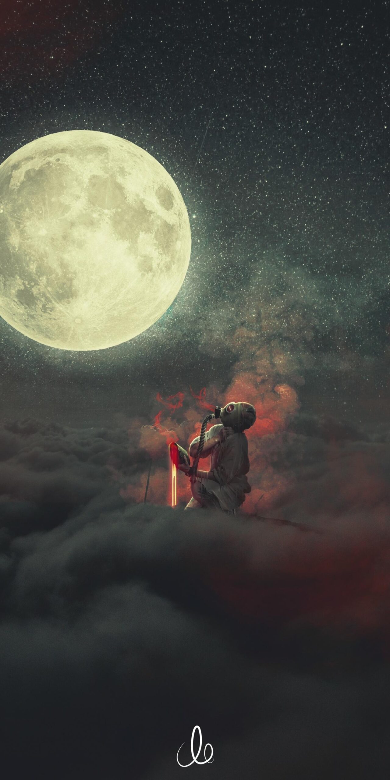 Download wallpapers demon, dream, clouds, moon, fantasy, lg