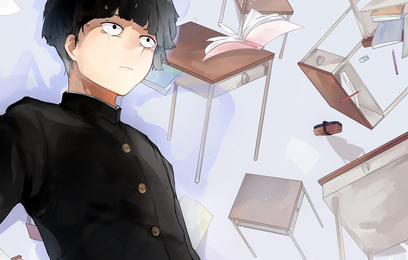 Wallpapers anime, art, guy, school, Mob Psycho 100, Kageyama Shigeo