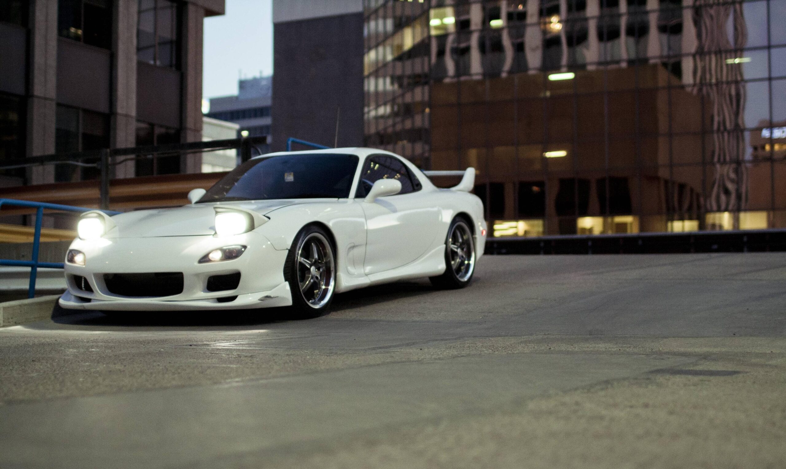 Wallpapers auto, cars, mazda rx7, white, tuning, tuning cars