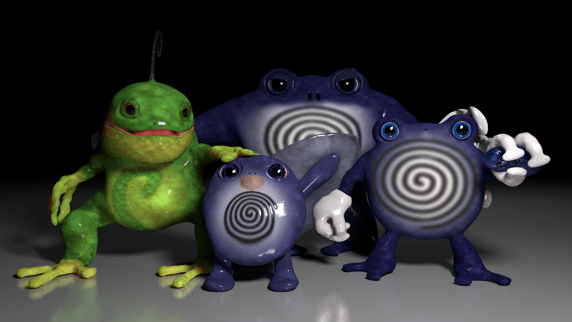 Blender 3d Models: Poliwag Evolutions by alewism