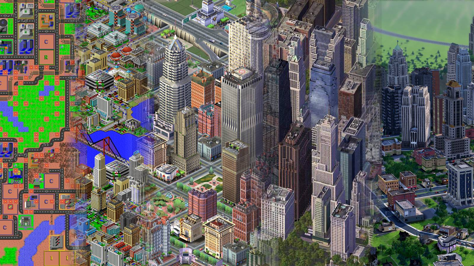 I made a wallpapers showing the Evolution of SimCity : SimCity