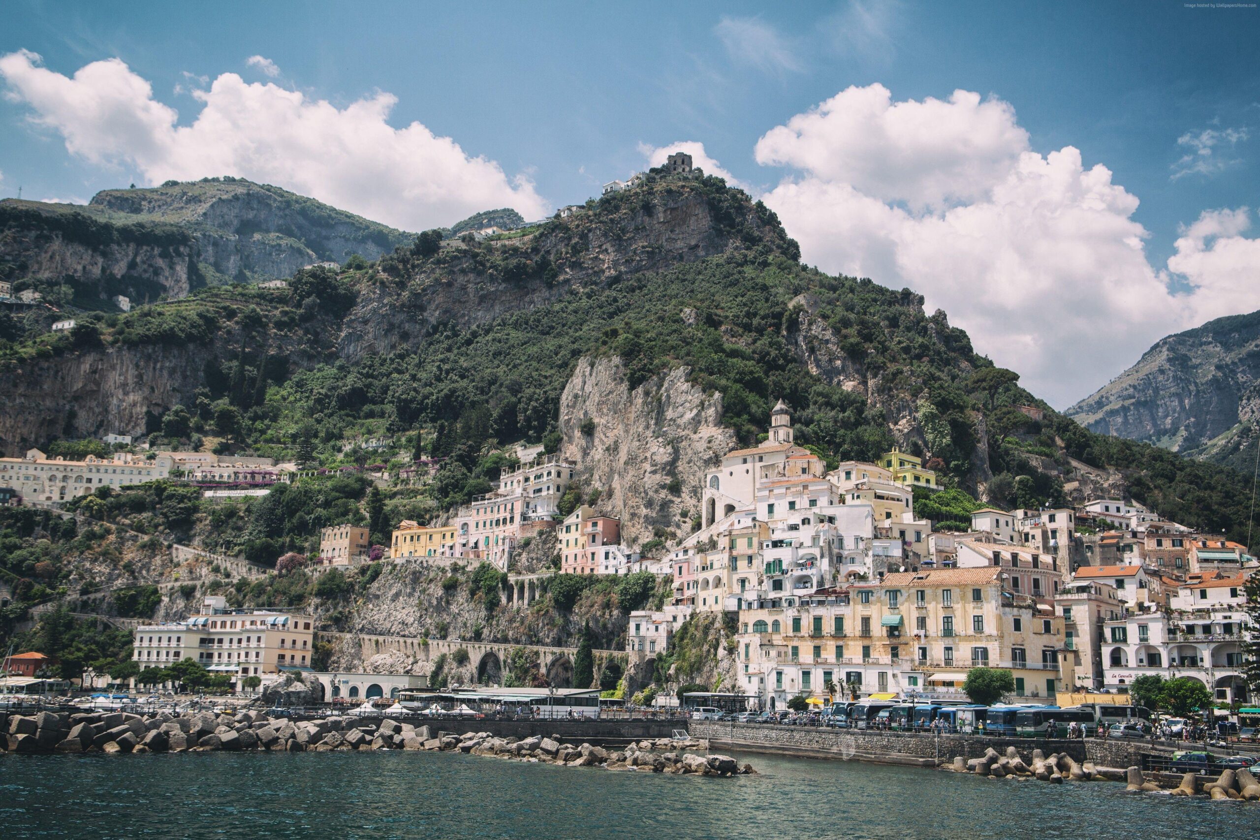 Wallpapers Amalfi, 5k, 4k wallpaper, Amalfi Coast, Italy, rocks