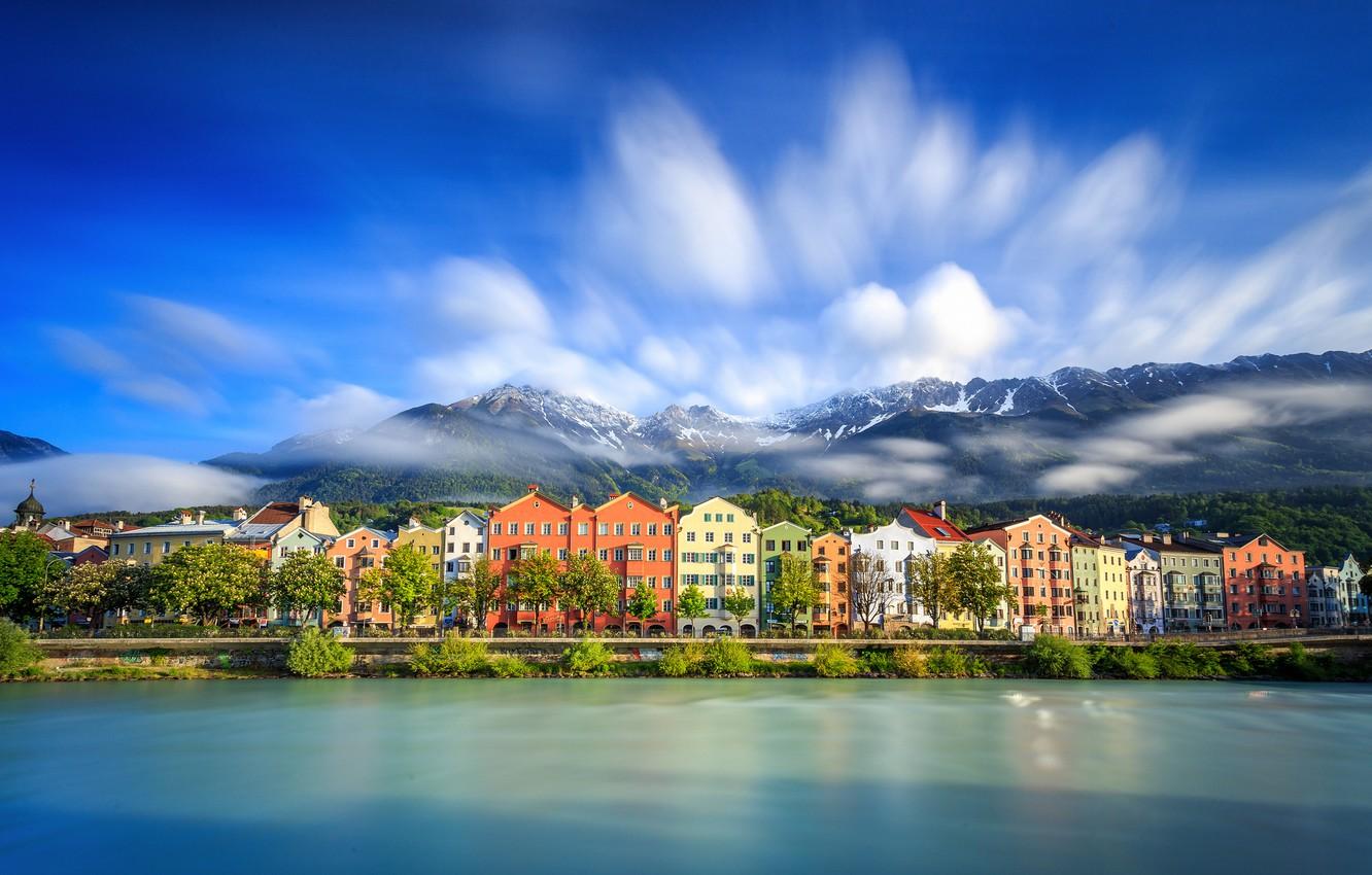 Wallpapers clouds, mountains, lake, home, Austria, Innsbruck image