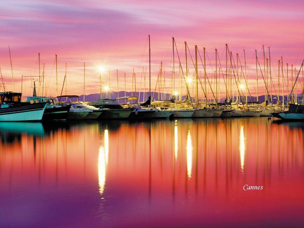 Red sunset in Cannes, French Riviera