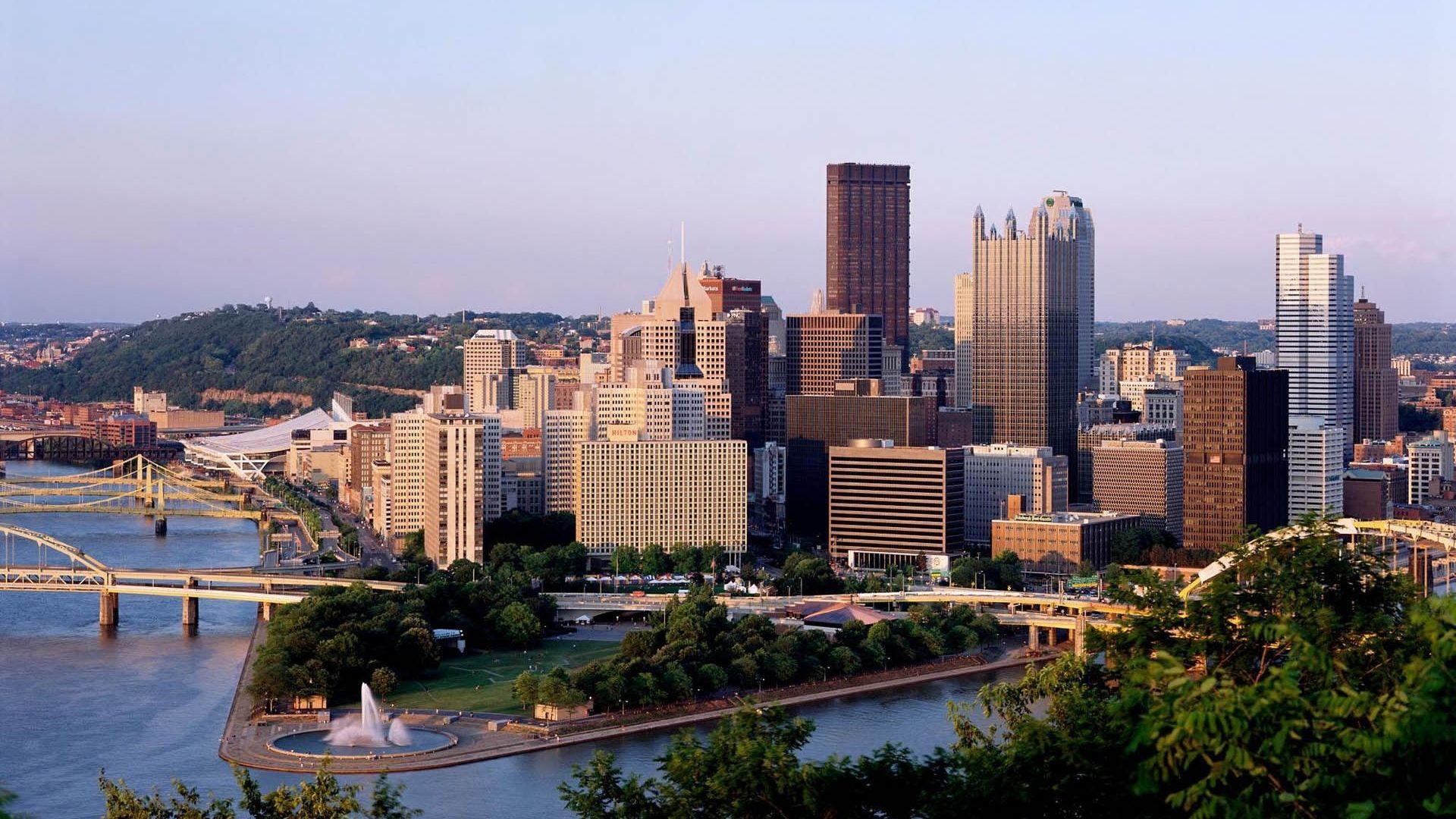 Wallpapers Pennsylvania, Skyscrapers, Bridge, River HD, Picture, Image