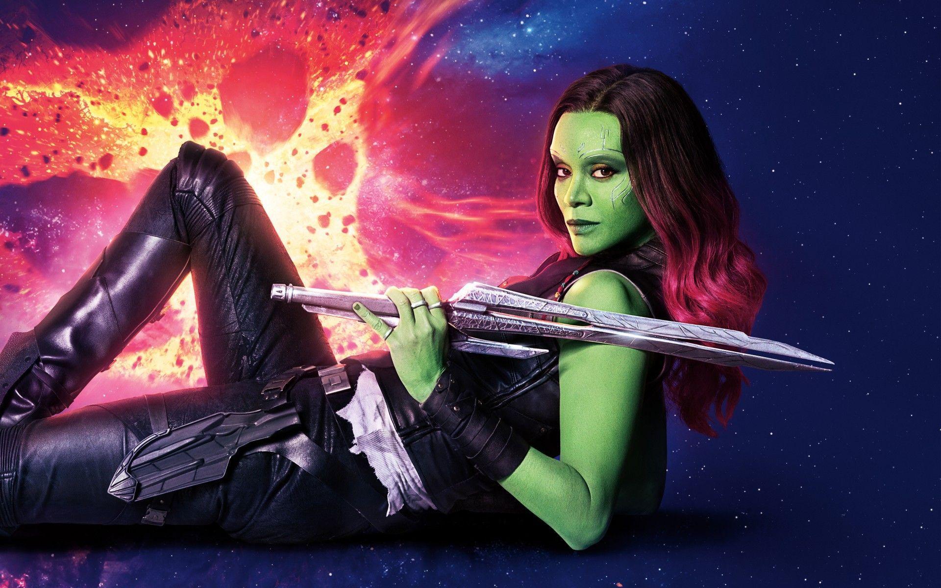 Wallpapers Zoe Saldana, Gamora, Guardians of the Galaxy Vol 2, 4K