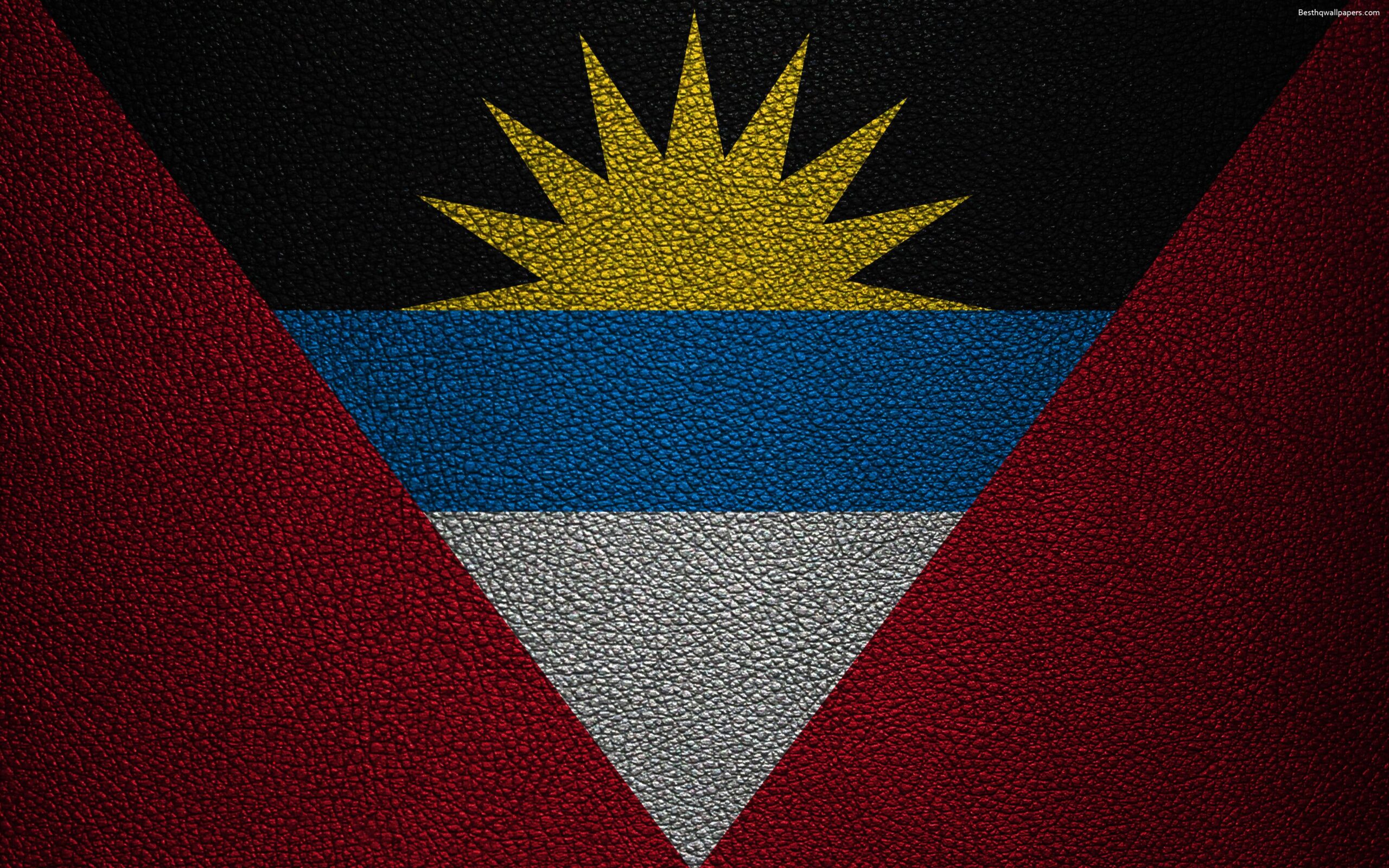 Download wallpapers Flag of Antigua and Barbuda, 4K, leather texture