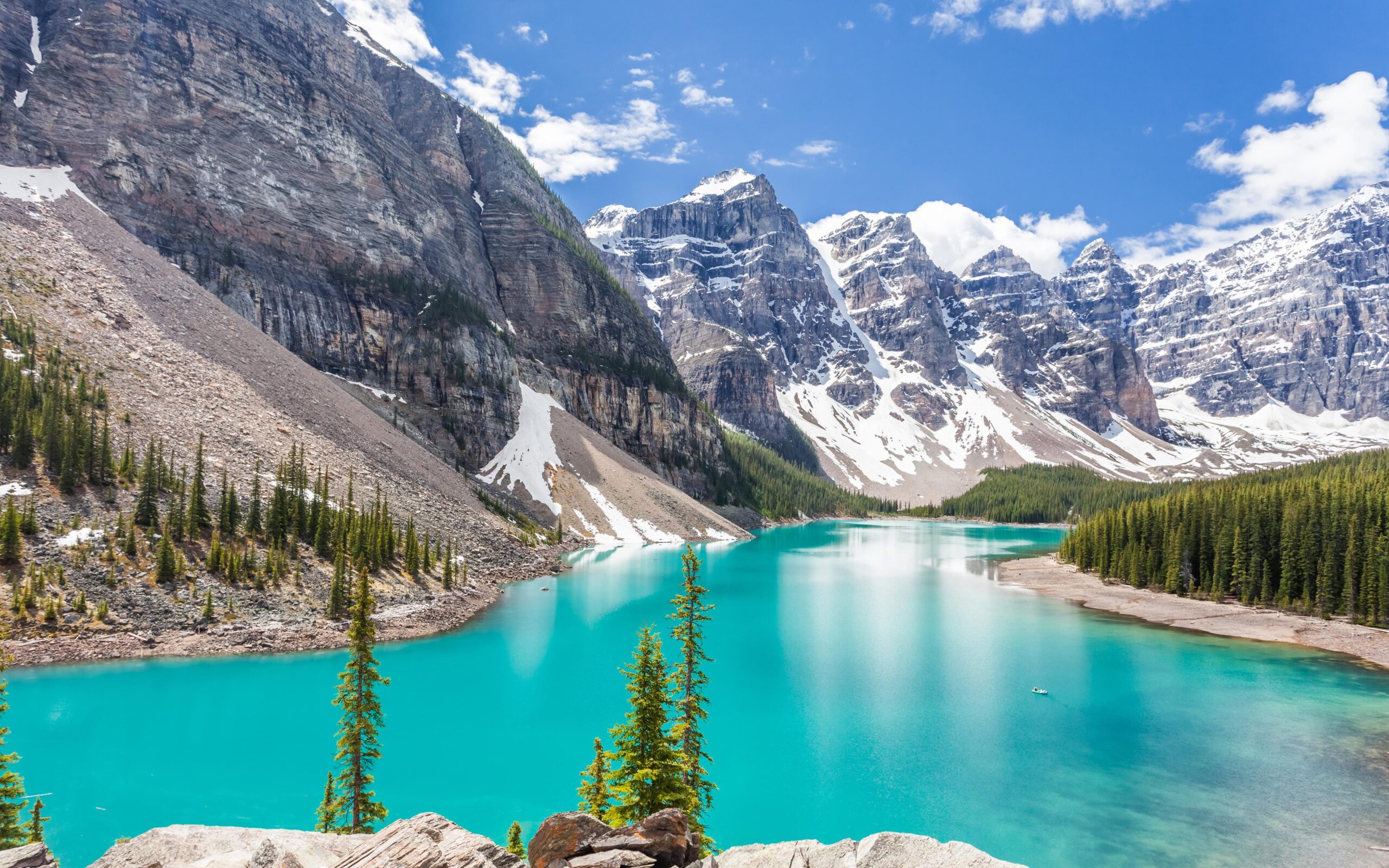 Download wallpapers Moraine lake, 4k, summer, Banff National Park