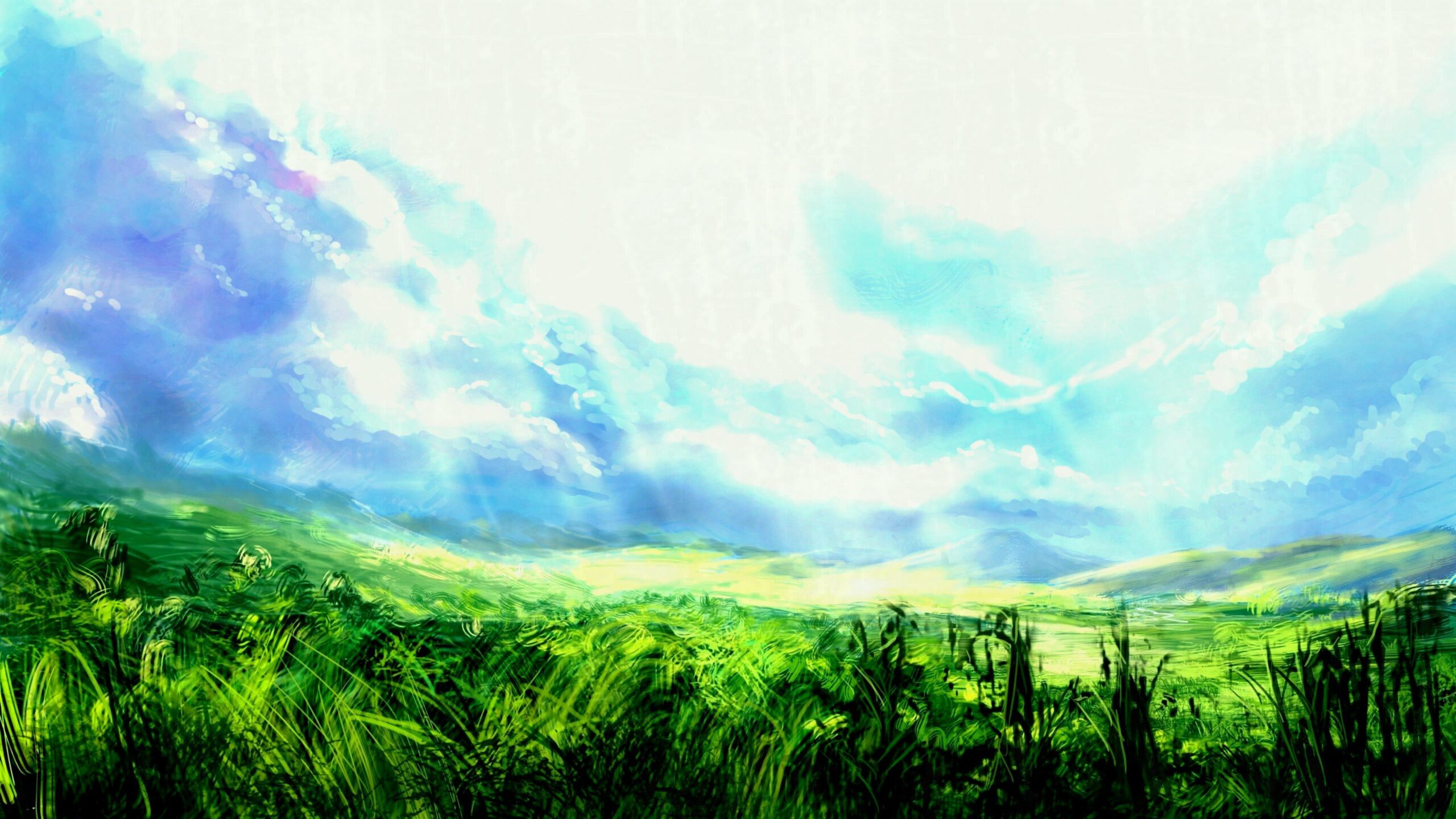 Artwork Nature Clouds Sky Grass Wallpapers Hd Desktop And Mobile