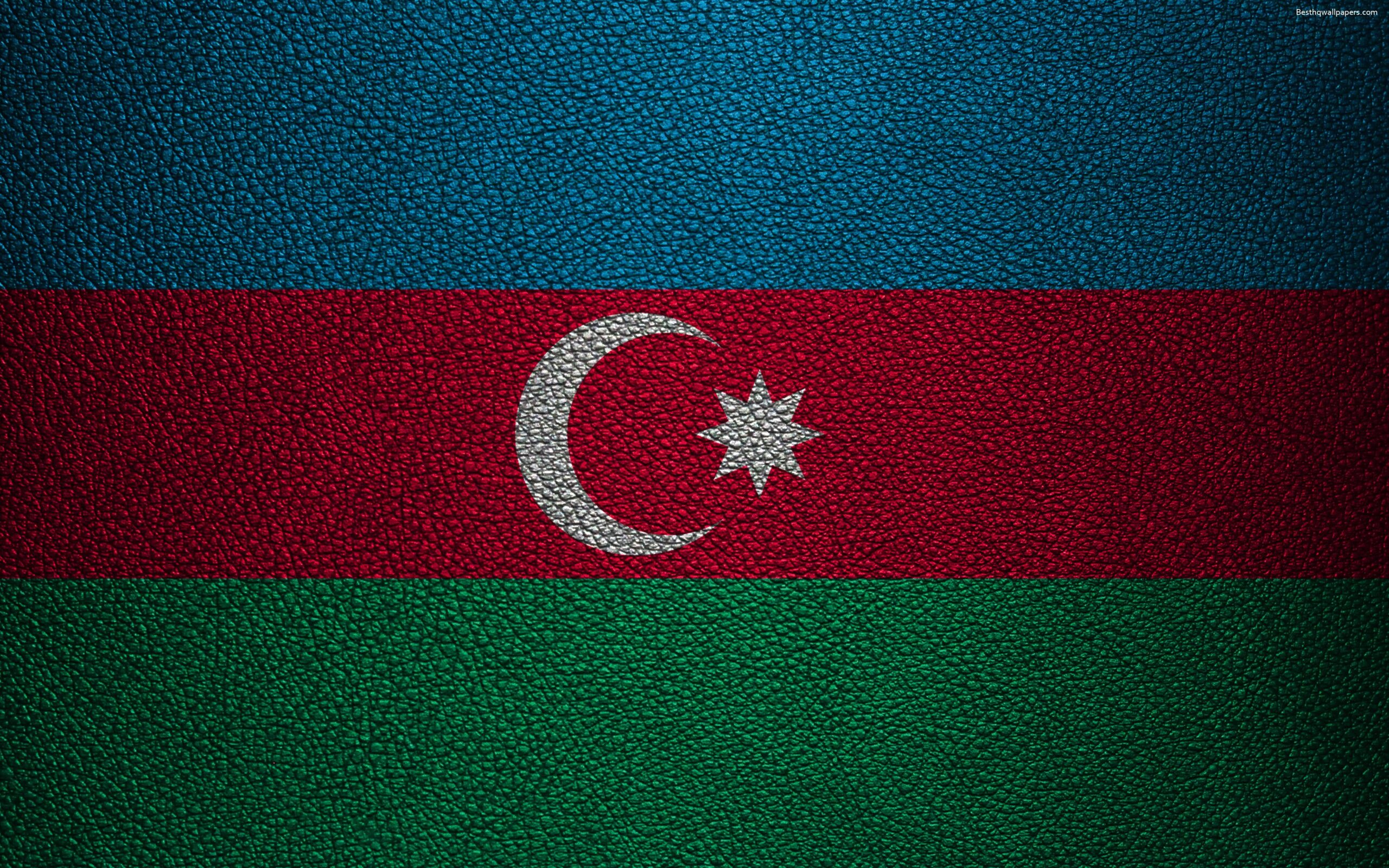 Download wallpapers Flag of Azerbaijan, 4k, leather texture