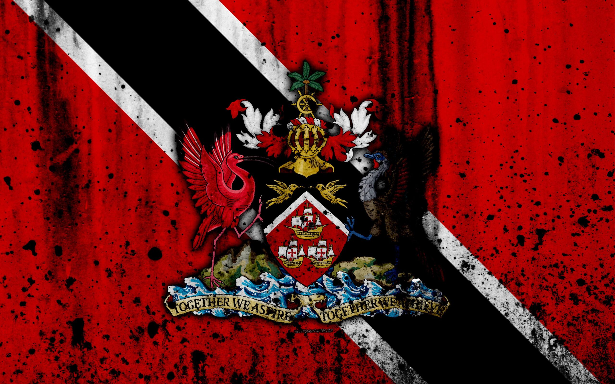 Download wallpapers Trinidad and Tobago flag, 4k, grunge, North