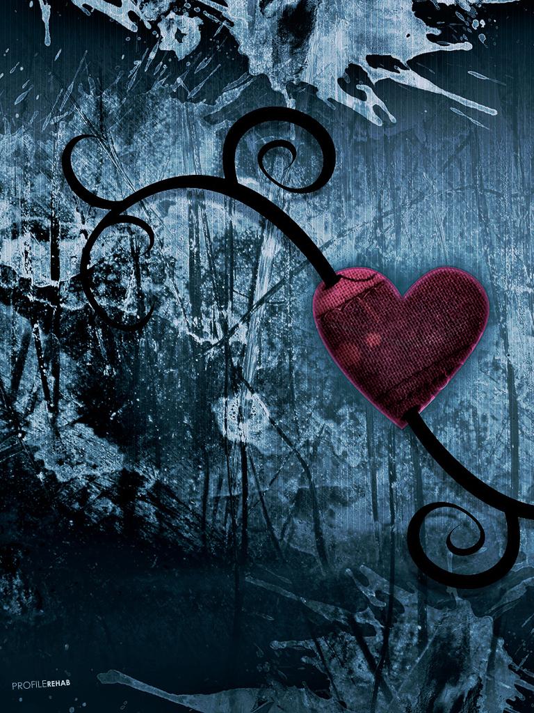 ] Blue Grunge Wallpapers with Red Heart