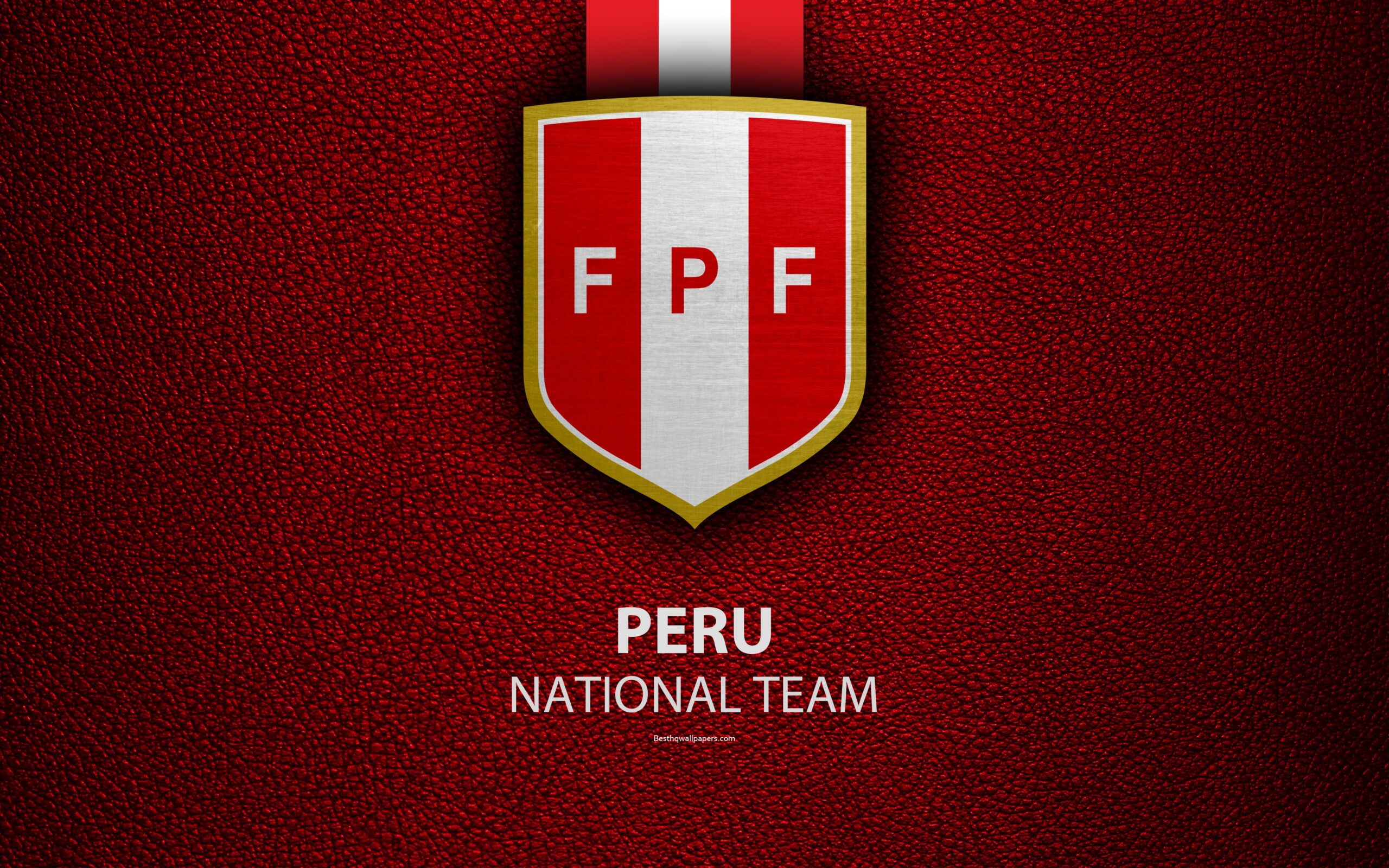 Download wallpapers Peru national football team, 4k, leather texture