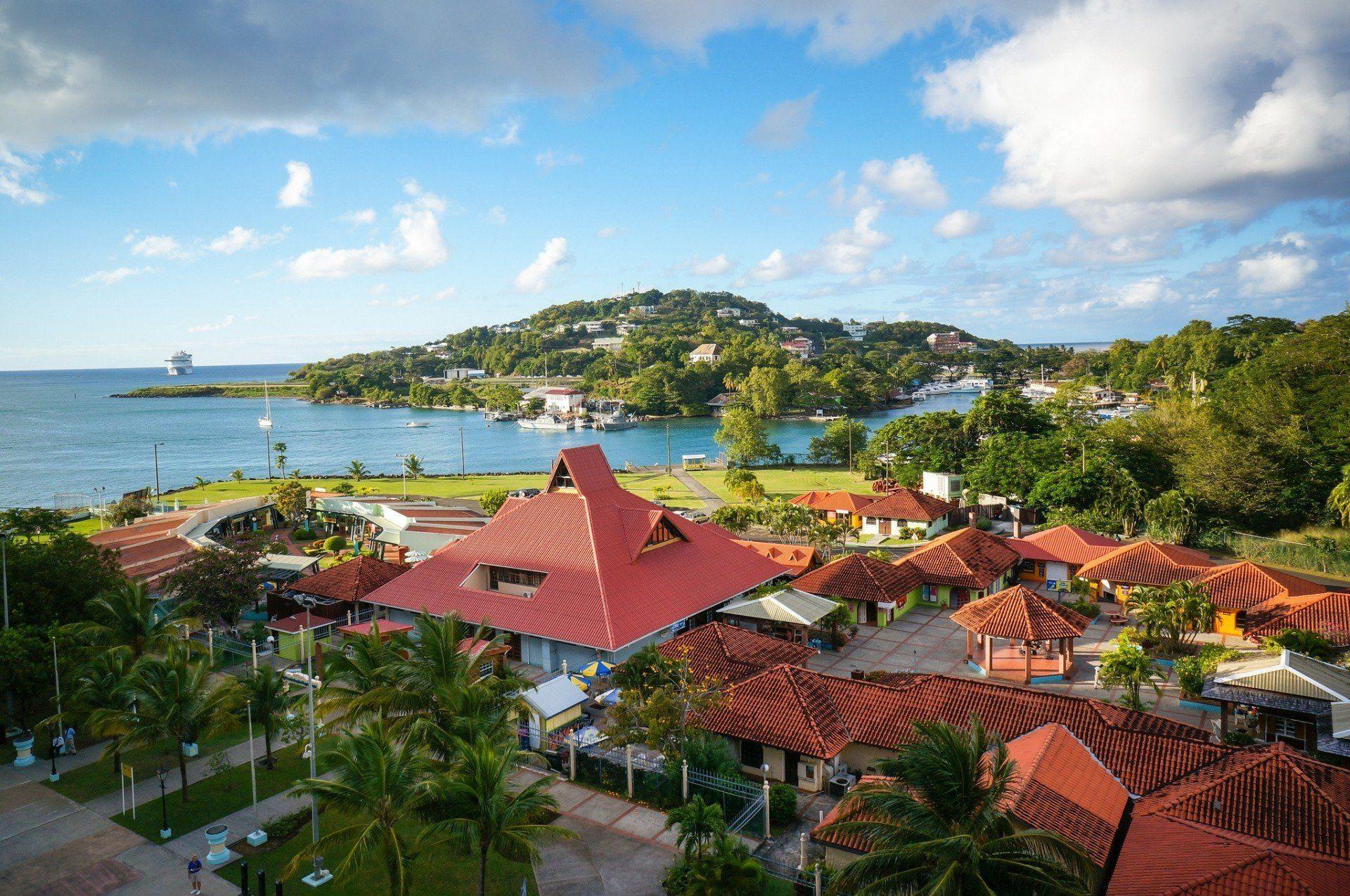 house caribbean landscape saint lucia caribbean sea palm coast