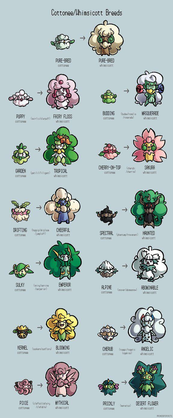 Cottonee/Whimsicott Variations by PrinceofSpirits