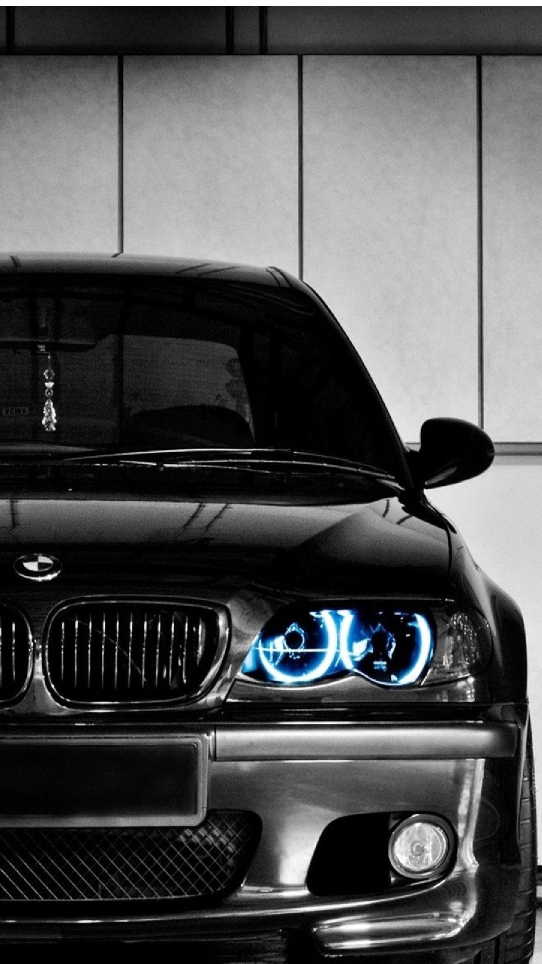 Black BMW Front Blue LED Android Wallpapers free download