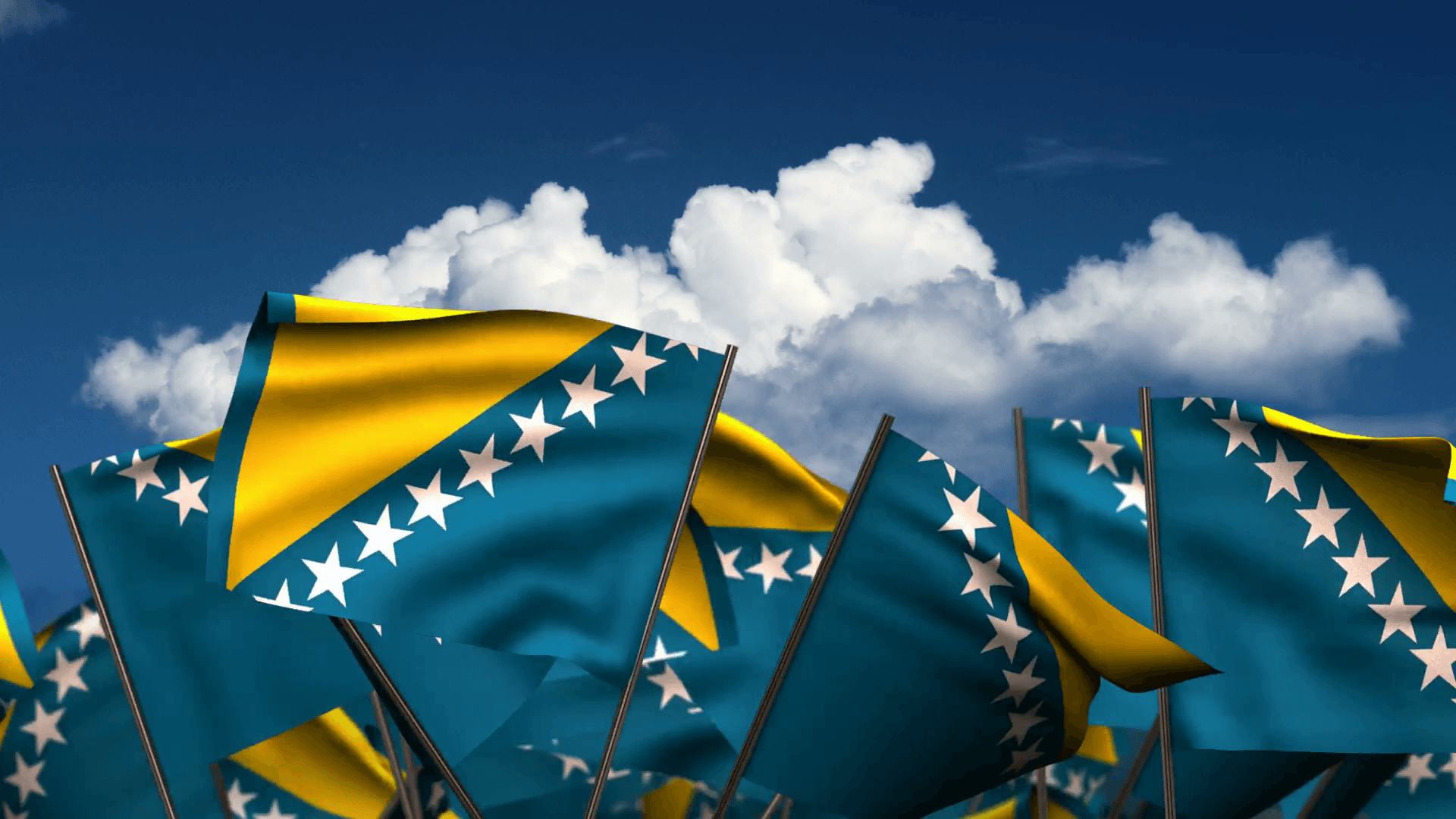 Waving Bosnia and Herzegovinan Flags Motion Backgrounds