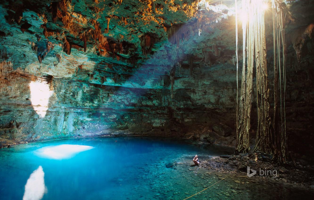 Wallpapers water, light, Mexico, cave, failure, Valladolid, Cenote