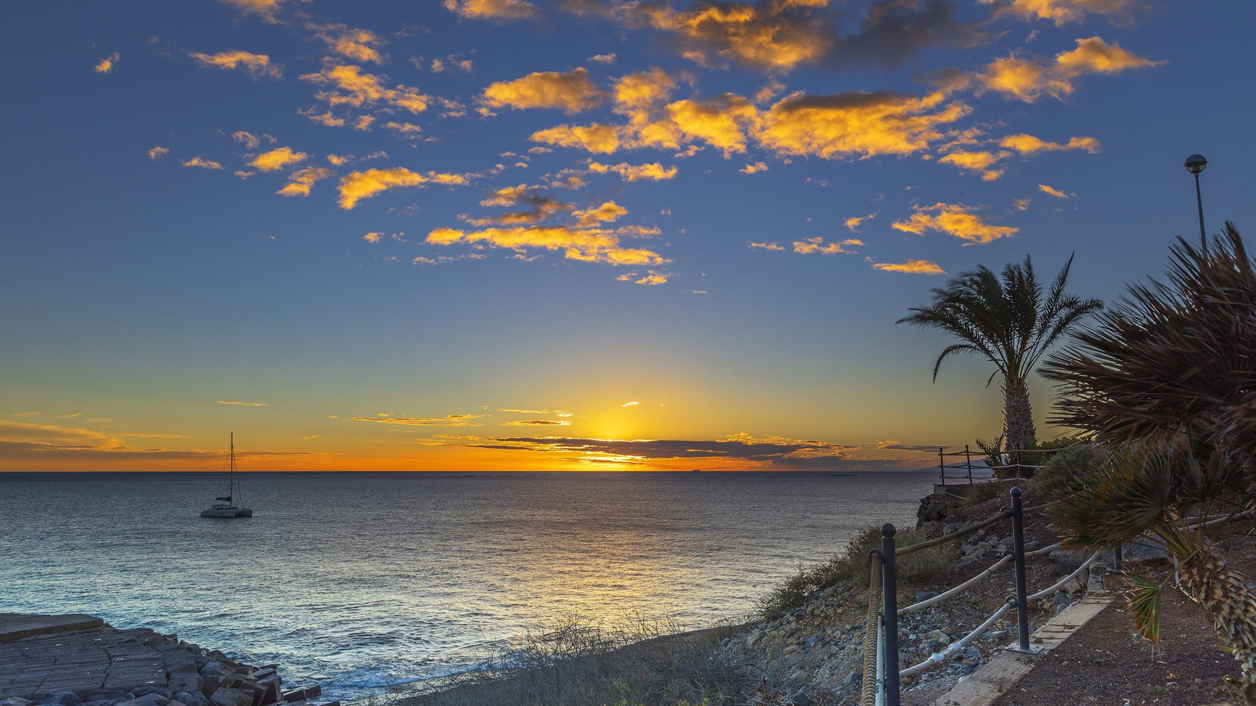 Sunset On The Playa Fanabe Beach In Tenerife, Spain Wallpapers