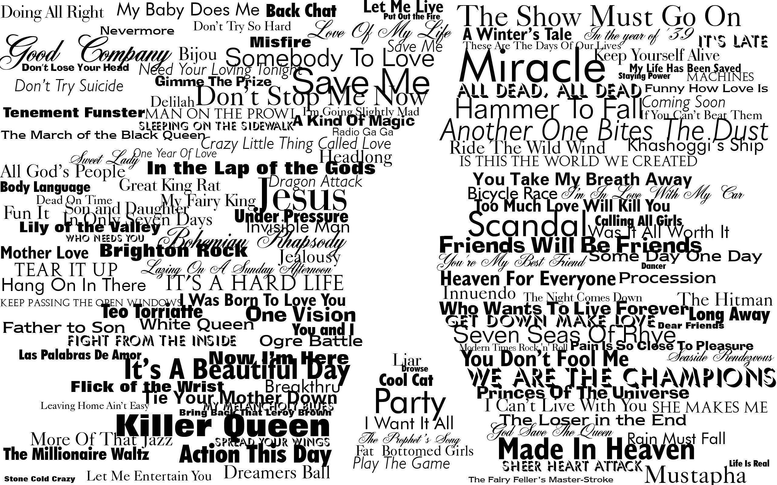 typography, Freddie Mercury, Queen, Silhouette Wallpapers HD