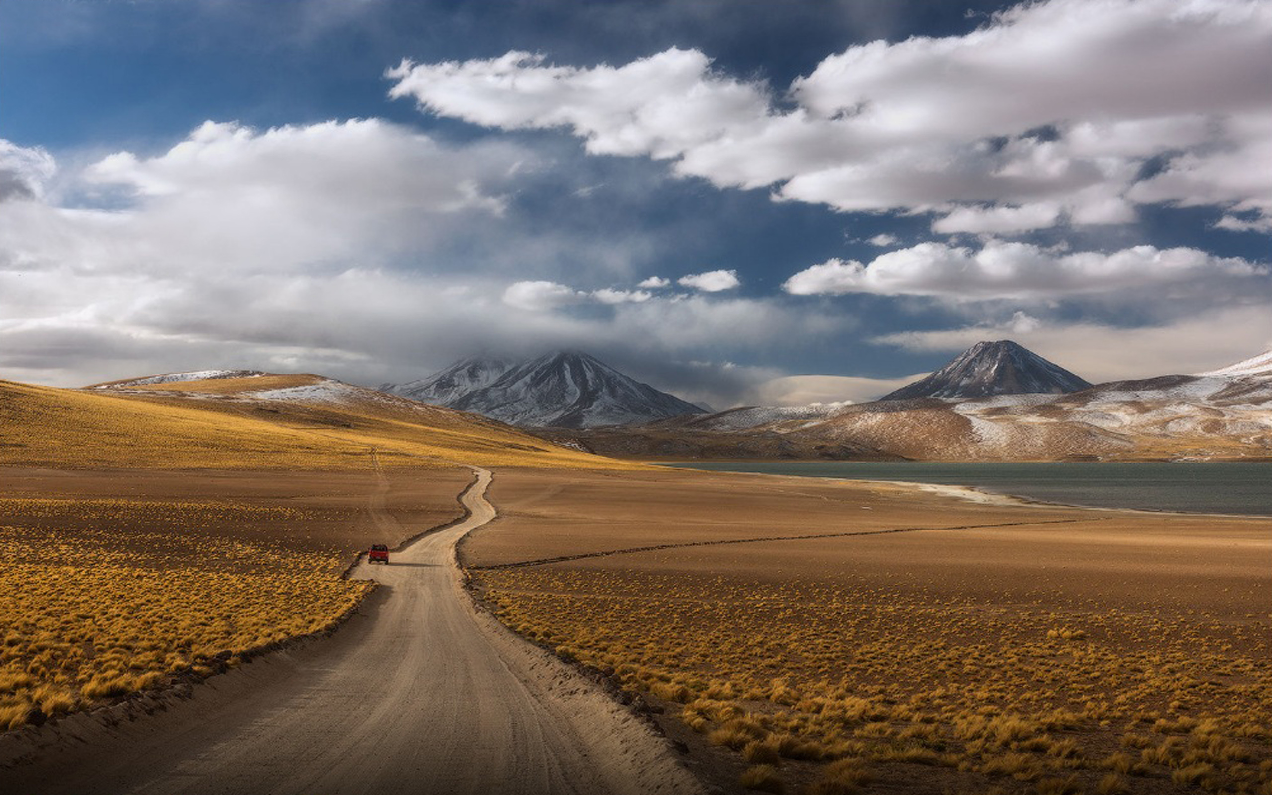 Deserts Way Through The Atacama Desert In Chile Desktop Wallpapers