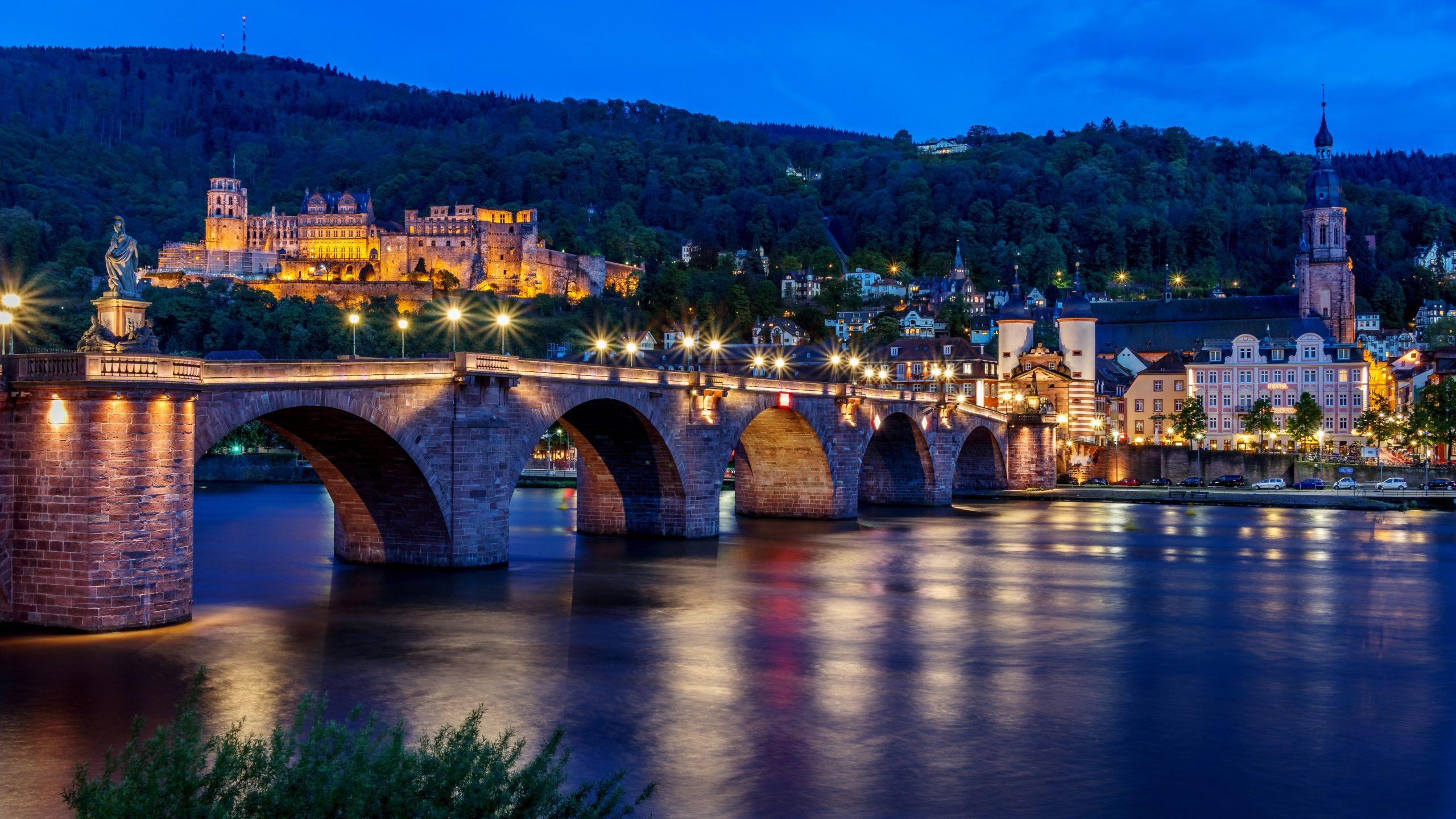 Image Germany Heidelberg Bridges Rivers Evening Street