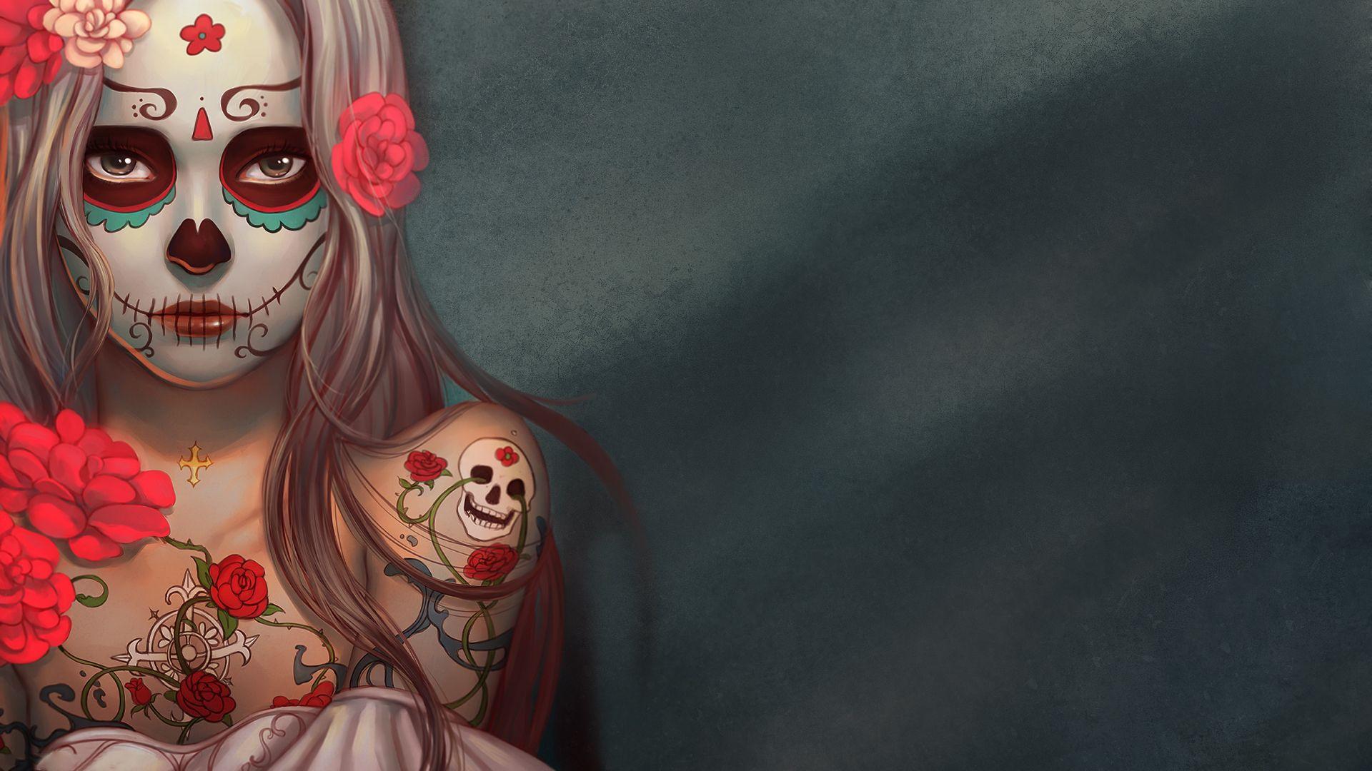 Girl Decorated for Dia de Los Muertos HD Wallpapers