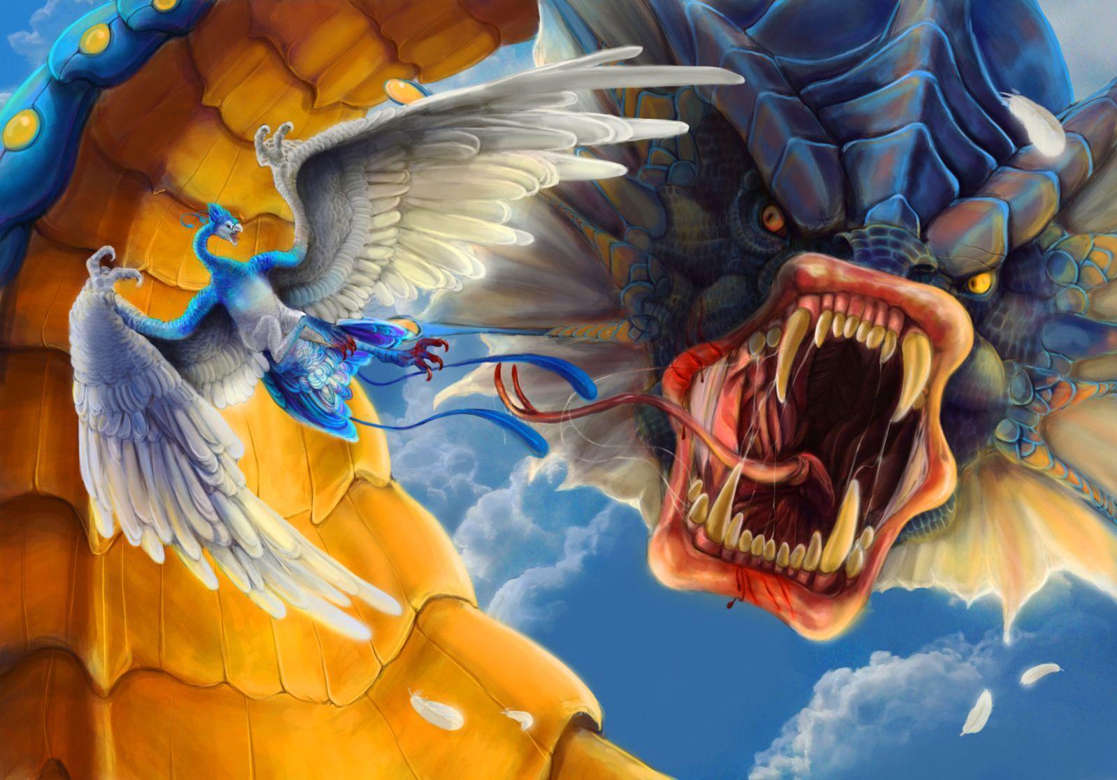 pokemon, alternative art, Gyarados, Altaria :: Wallpapers