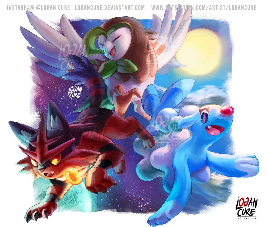 Dartrix, Torracat, Brionne alola starter evo by logancure