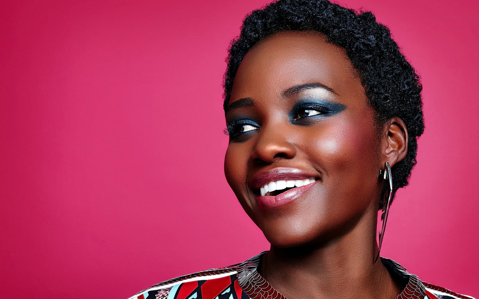 lupita nyongo red backgrounds hd image