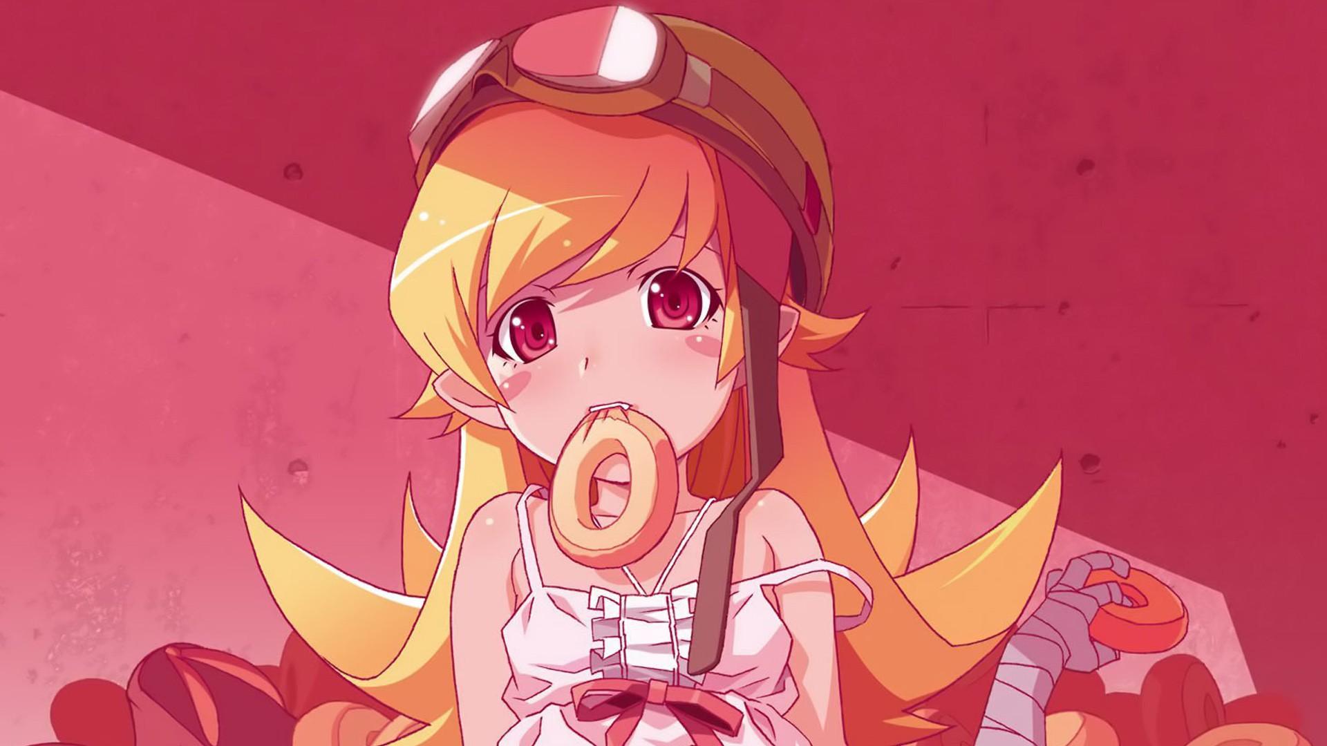 Bakemonogatari, donuts, Oshino Shinobu, anime, anime girls