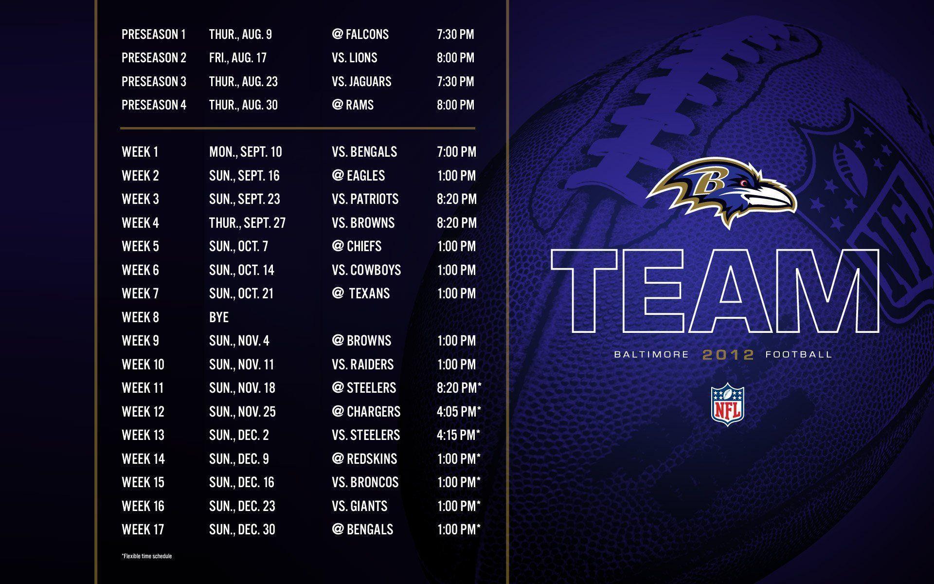 Baltimore Ravens Schedule 2012 Wallpapers 757865