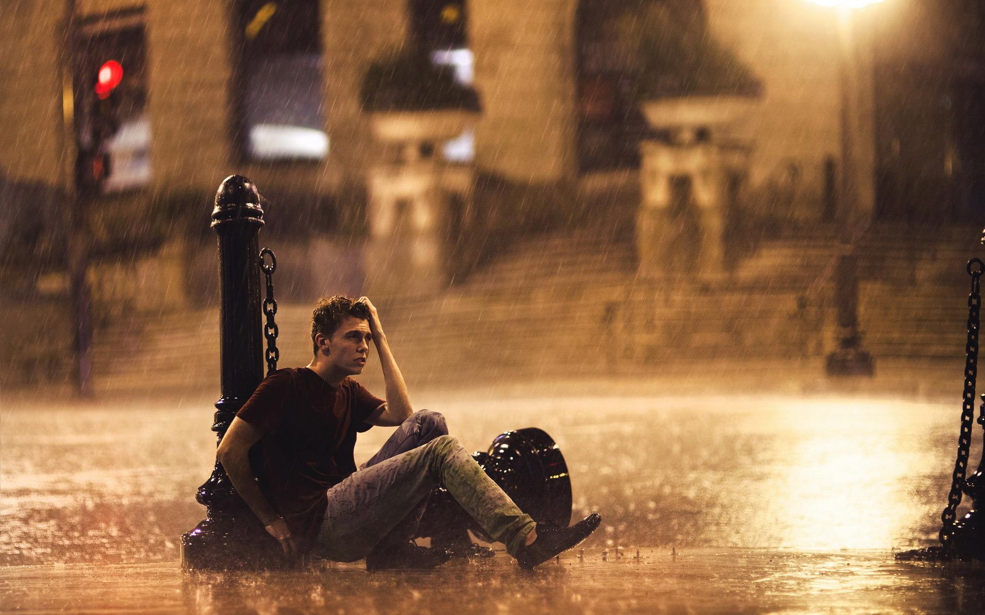 Sad Guy in Rain wallpapers