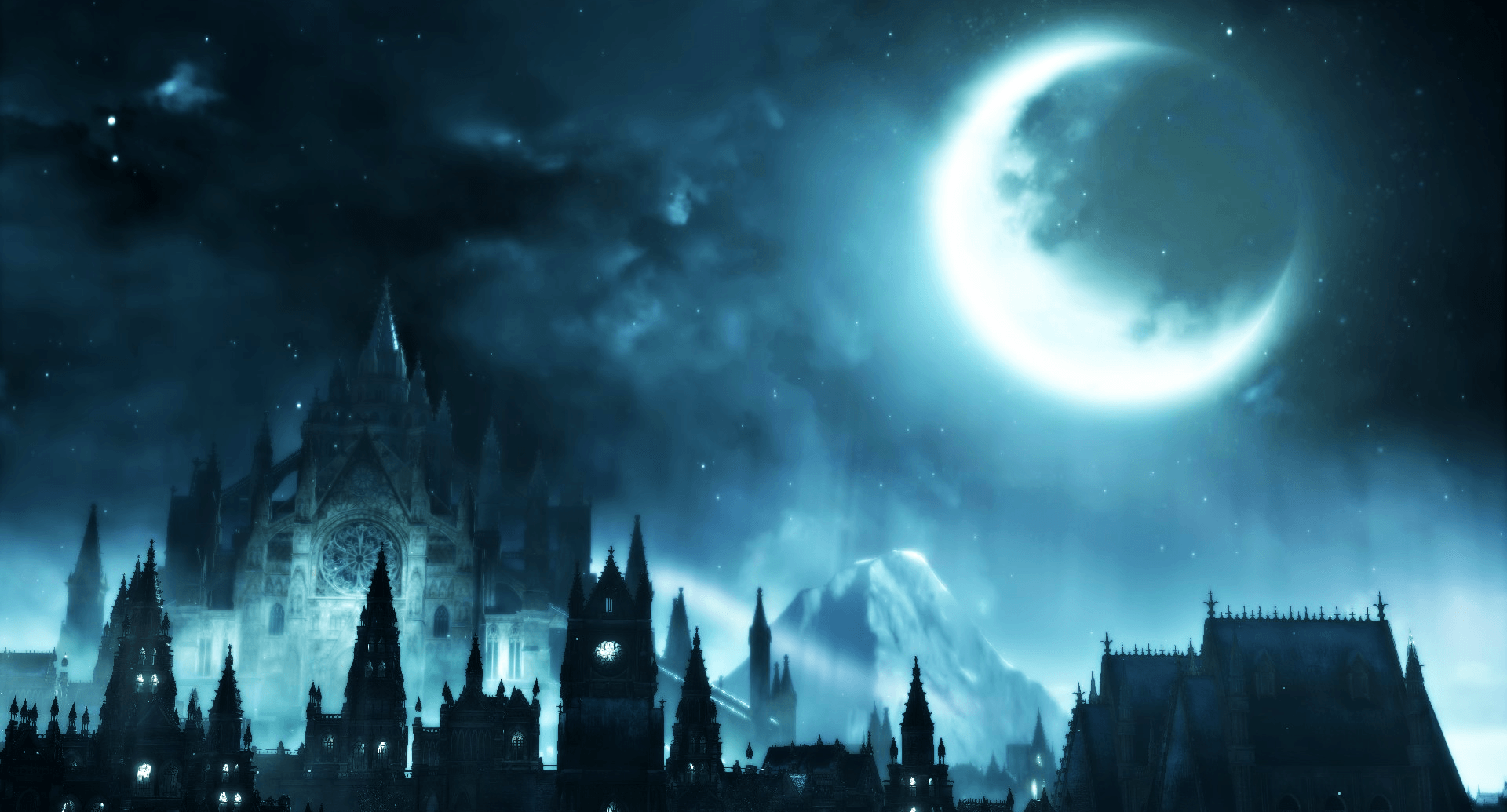 Download Dark Souls 3, Moon, Castle, Dark Theme, Stars