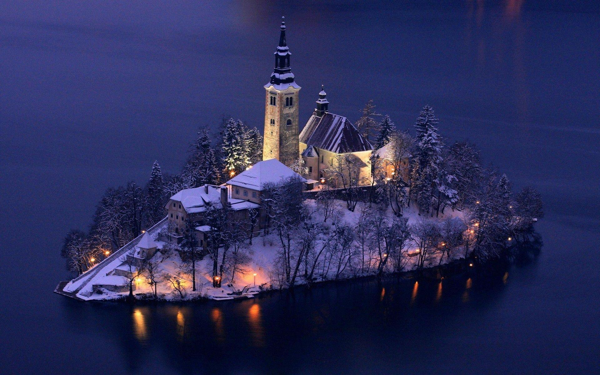 island, Church, Slovenia Wallpapers HD / Desktop and Mobile