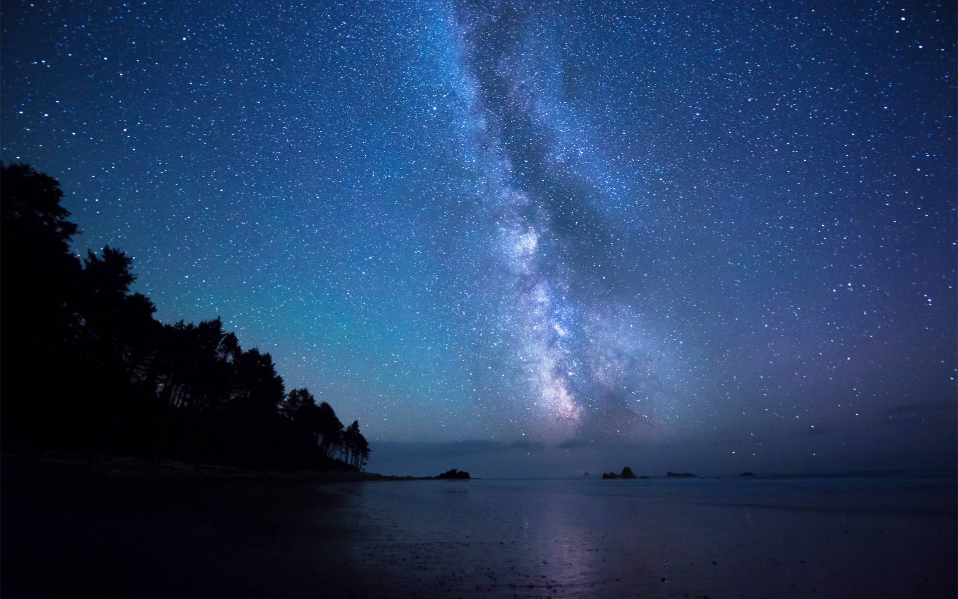 Wallpapers art, fantasy, girl, sea, rocks, night, night sky, stars