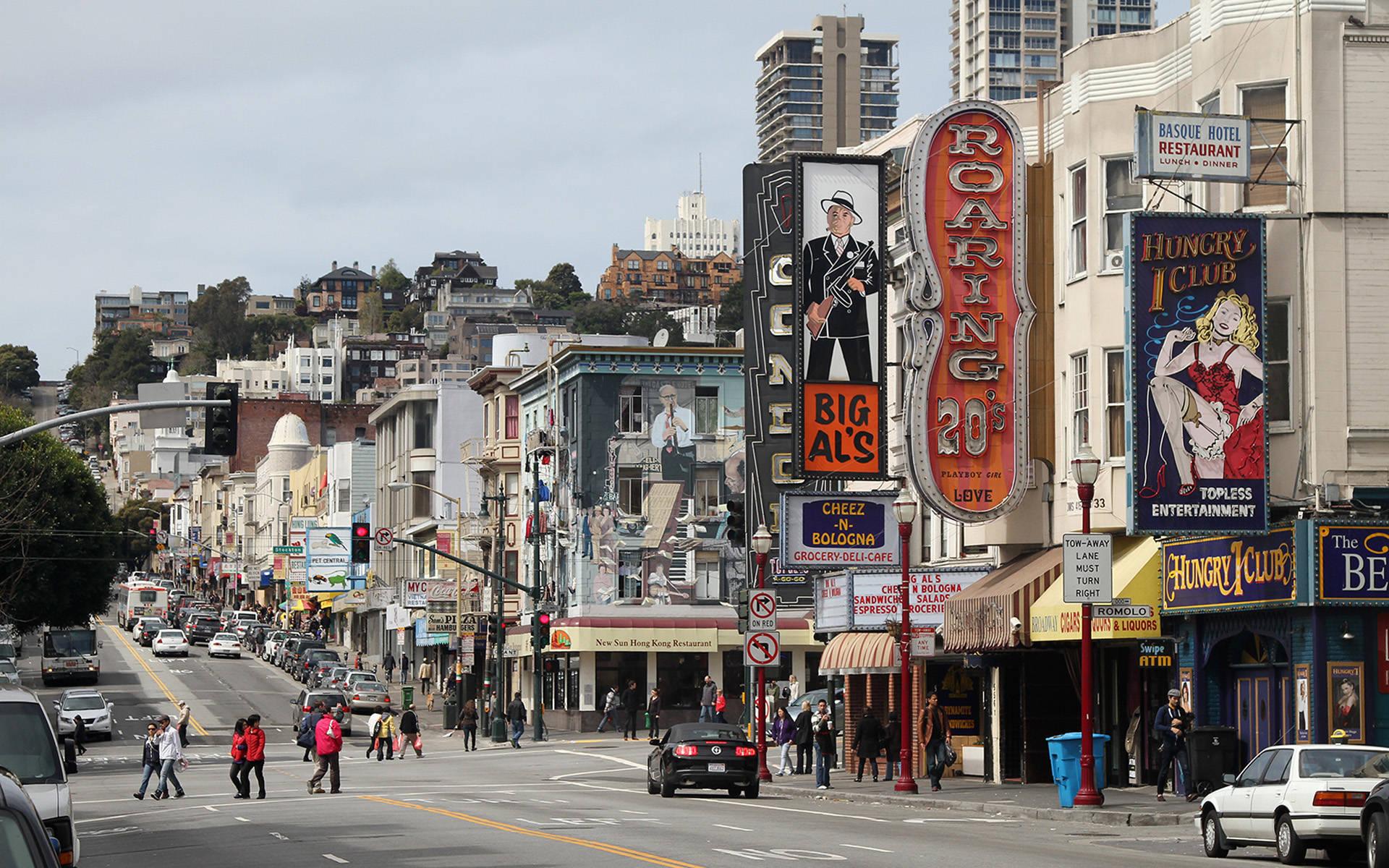 Red light district of Broadway in San Francisco