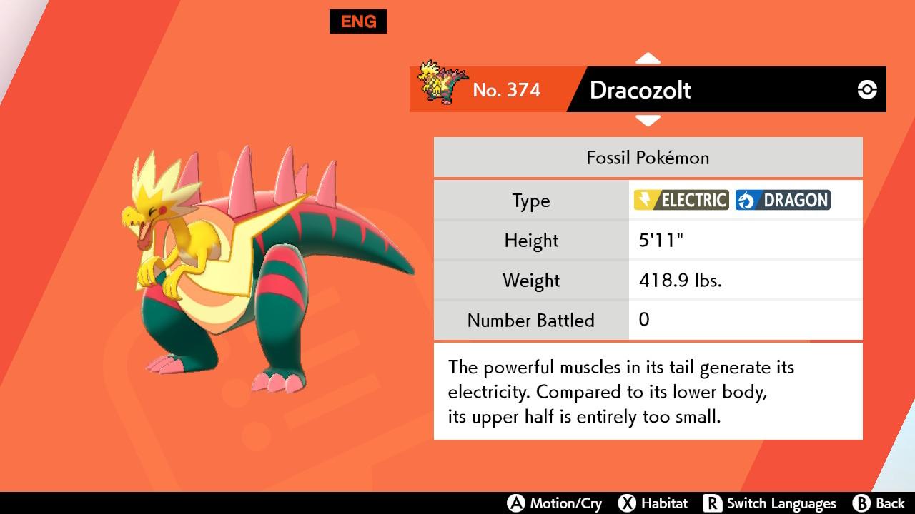 Pokemon Sword and Shield Dracozolt Locations, How to Catch and