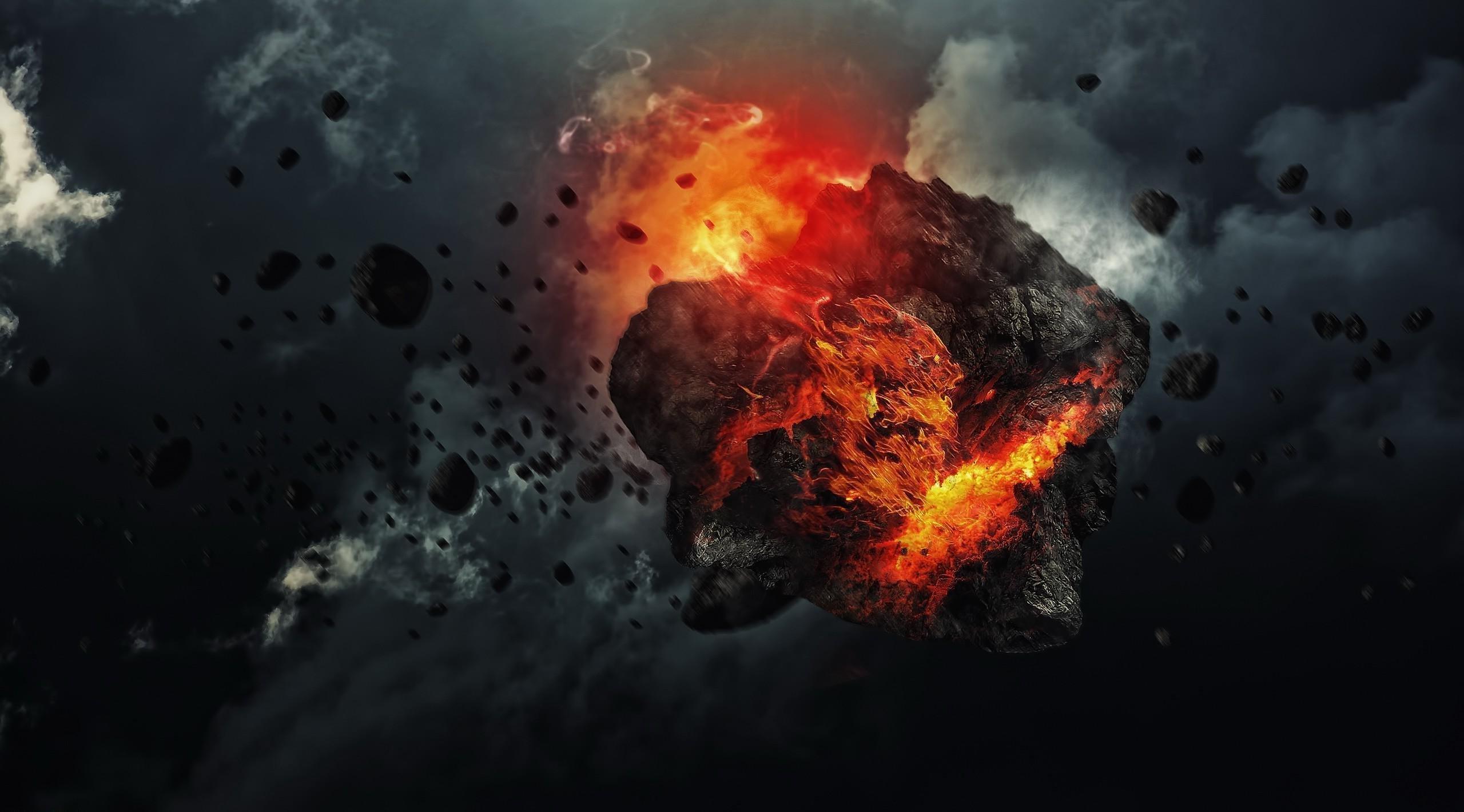 meteor, Space, Fire, Apocalyptic, Artwork, Sci fi Wallpapers HD