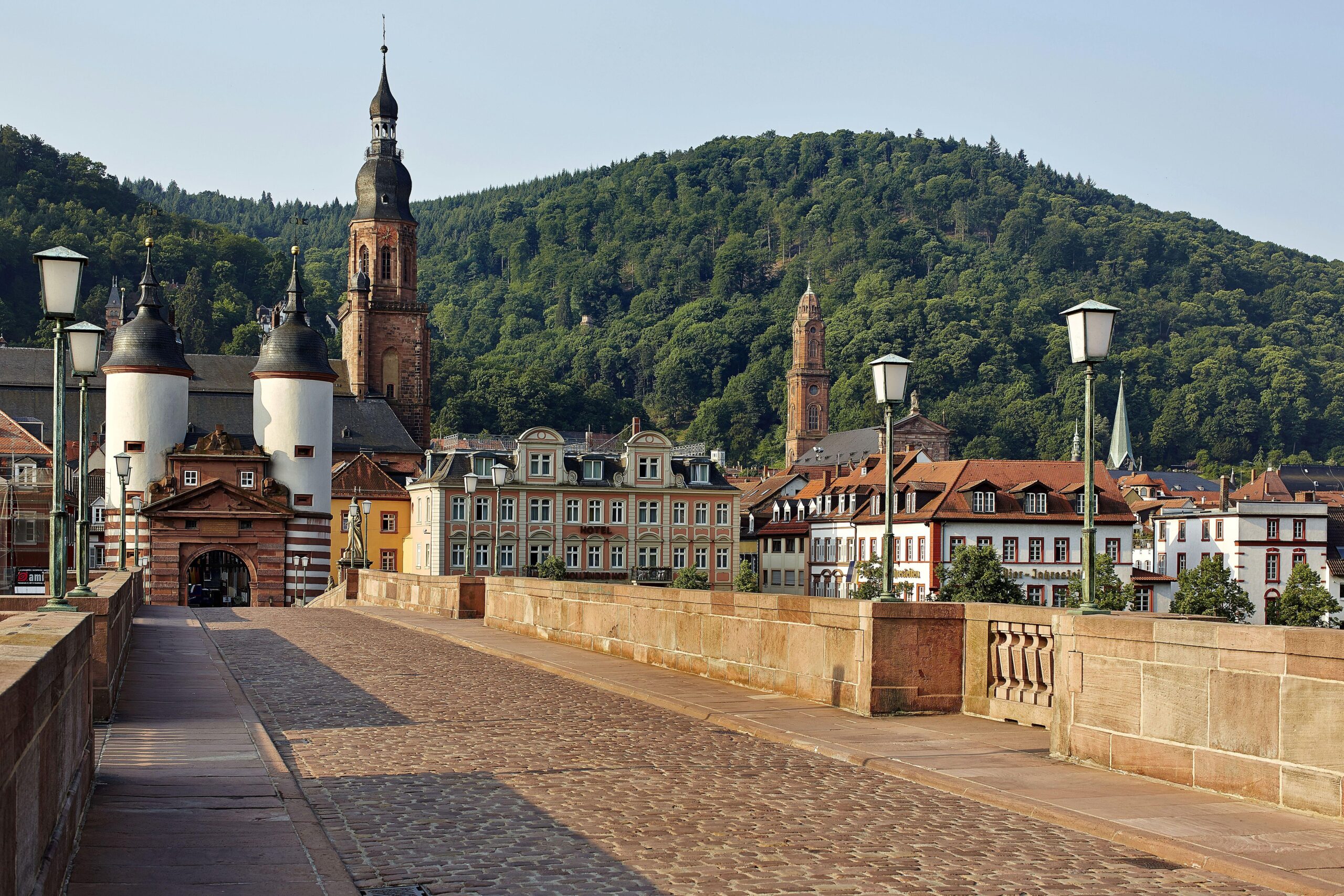 Photo Germany Heidelberg Bridges Street lights Cities