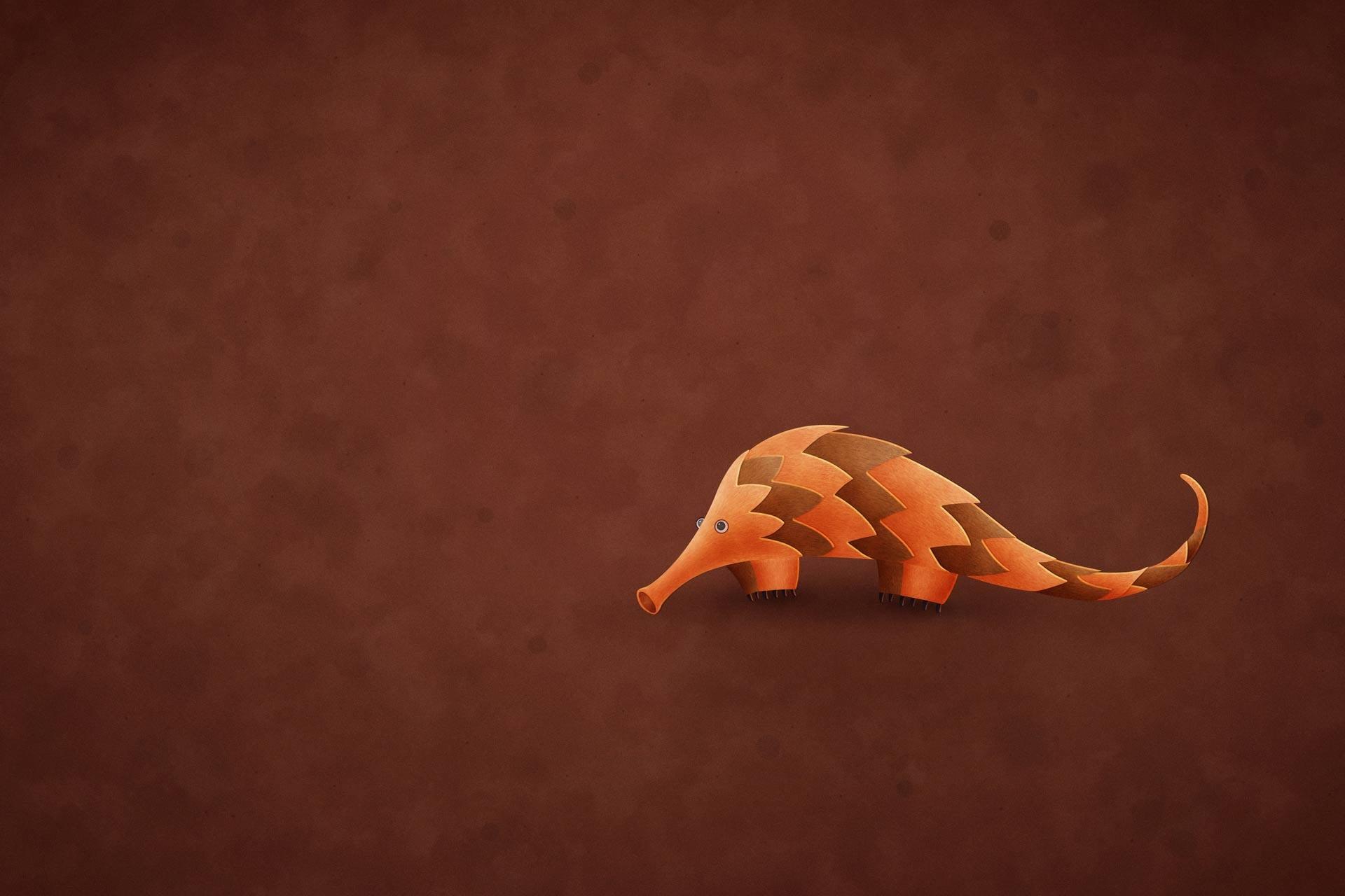 Orange armadillo illustration, Ubuntu HD wallpapers