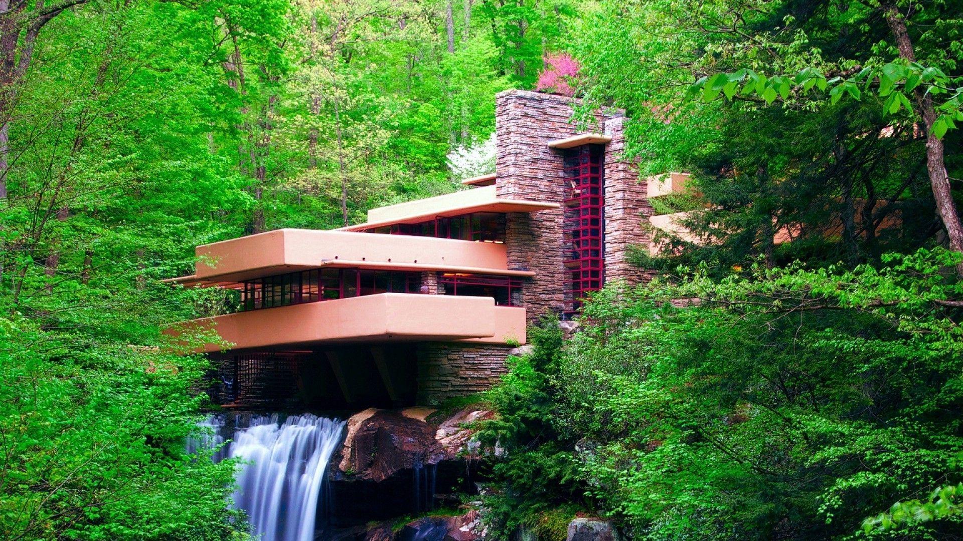 nature, Landscape, Waterfall, Long Exposure, Frank Lloyd Wright